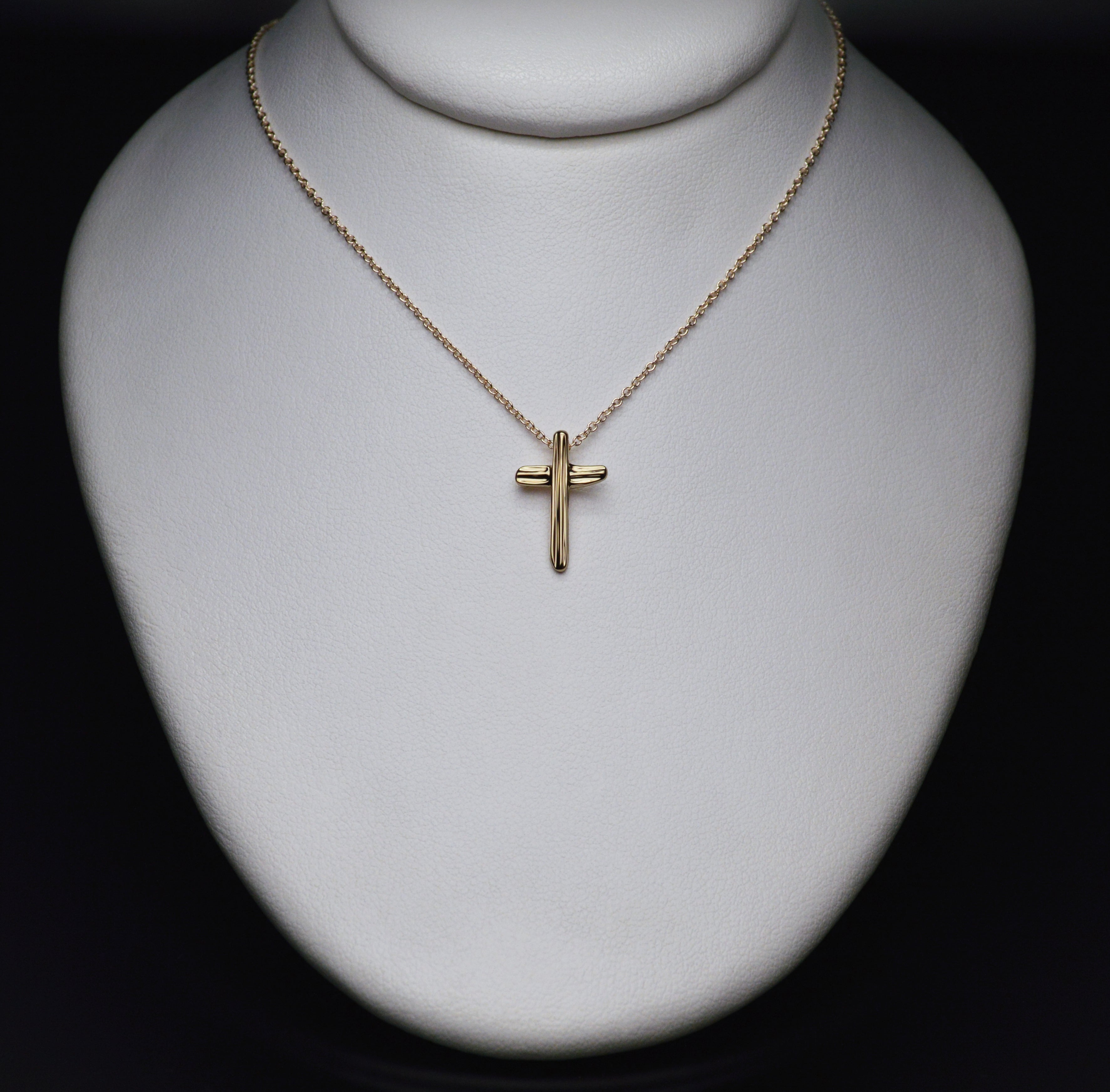 Gold Angel Hair IV Strawcast Cross Pendant