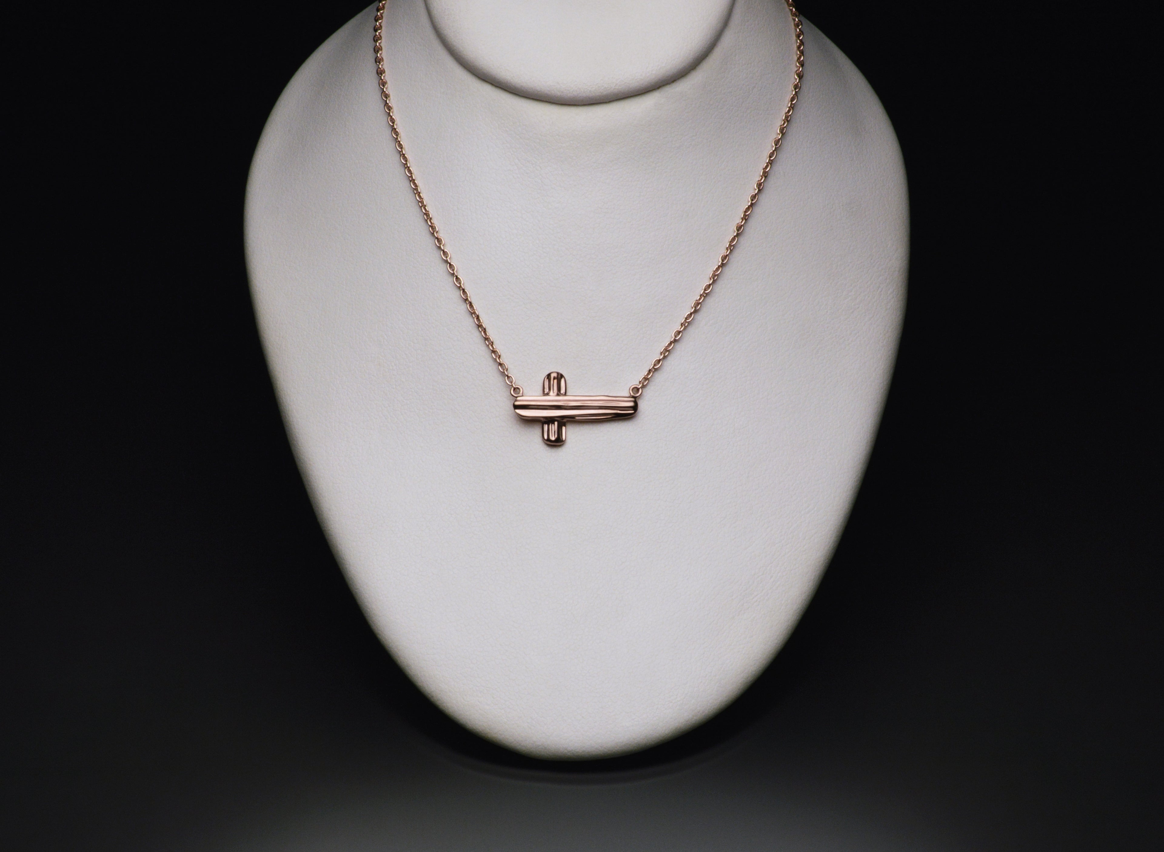 Gold Angel Hair V Strawcast Sideways Cross Pendant