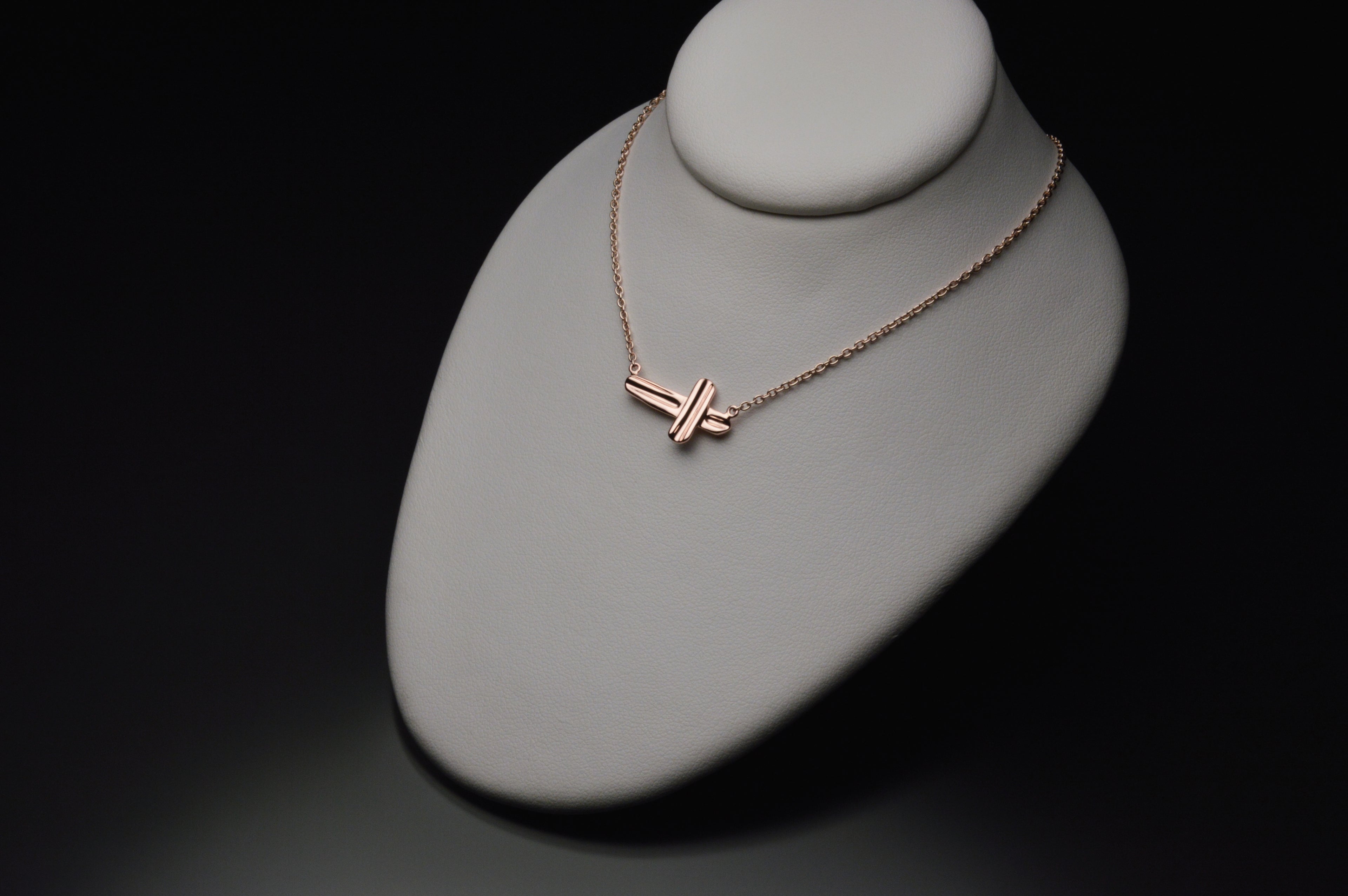 Gold Angel Hair V Strawcast Sideways Cross Pendant