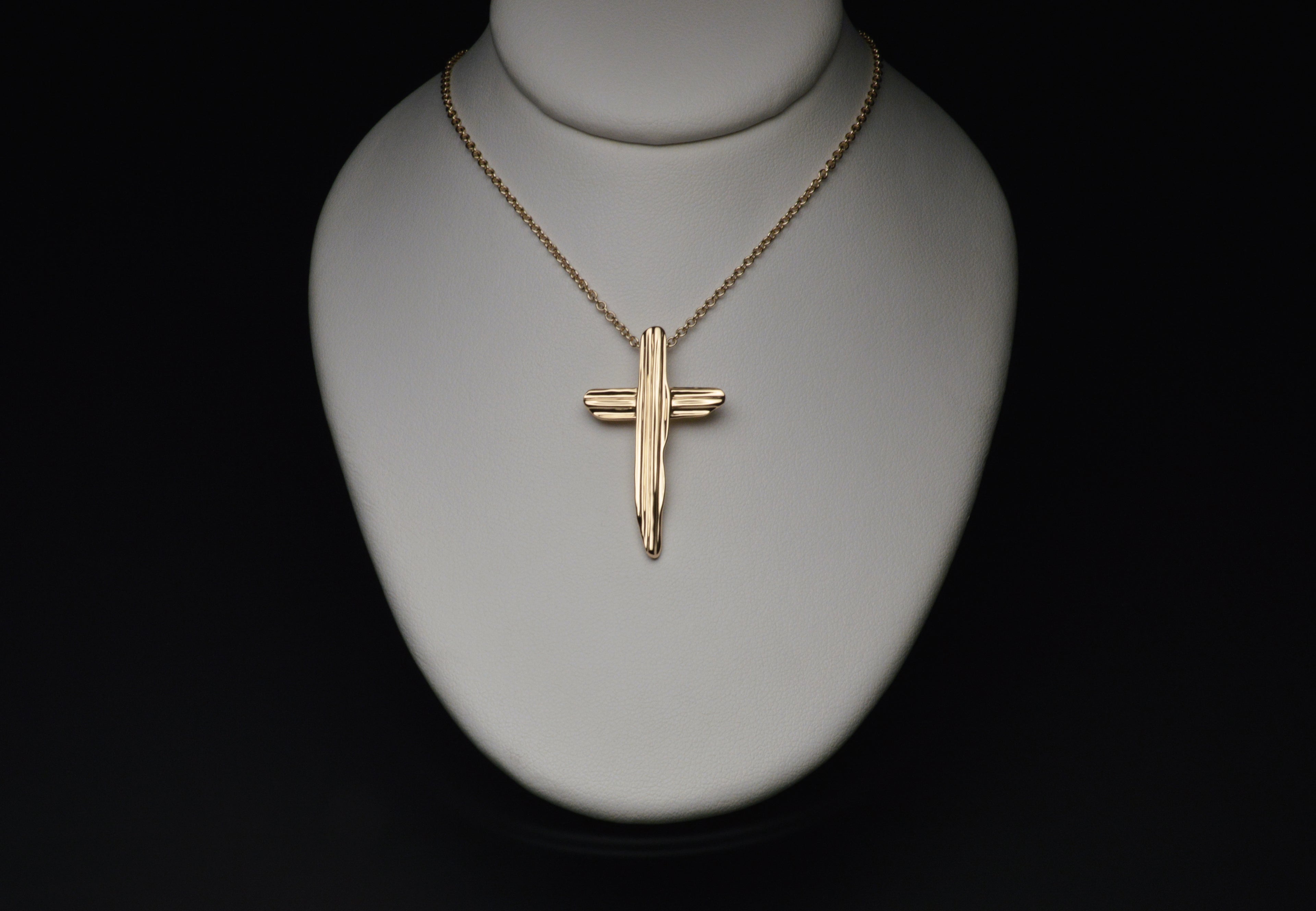 Gold Angel Hair II Strawcast Cross Pendant
