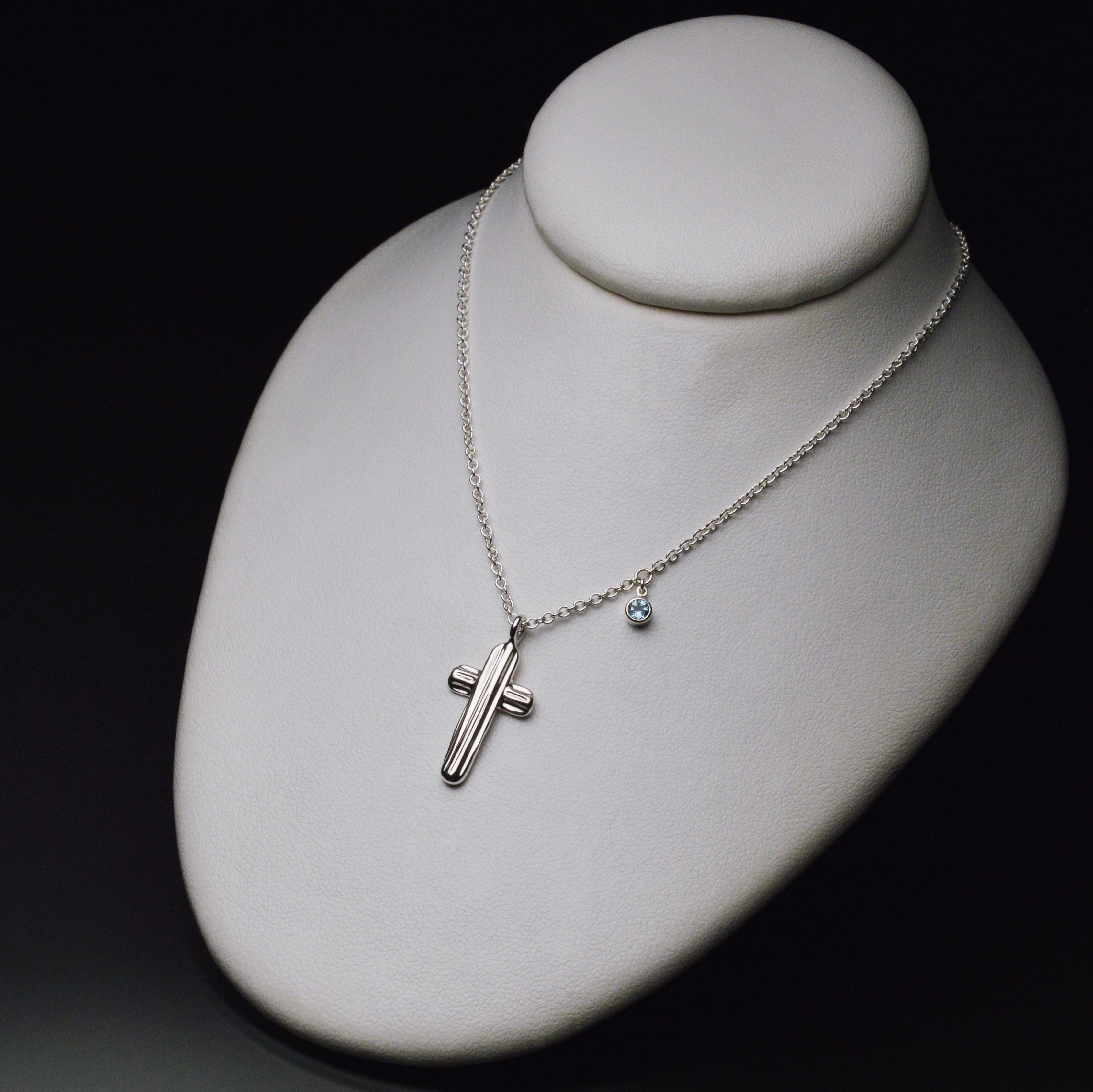 Angel Hair V Strawcast Cross Pendant with Stone Accent