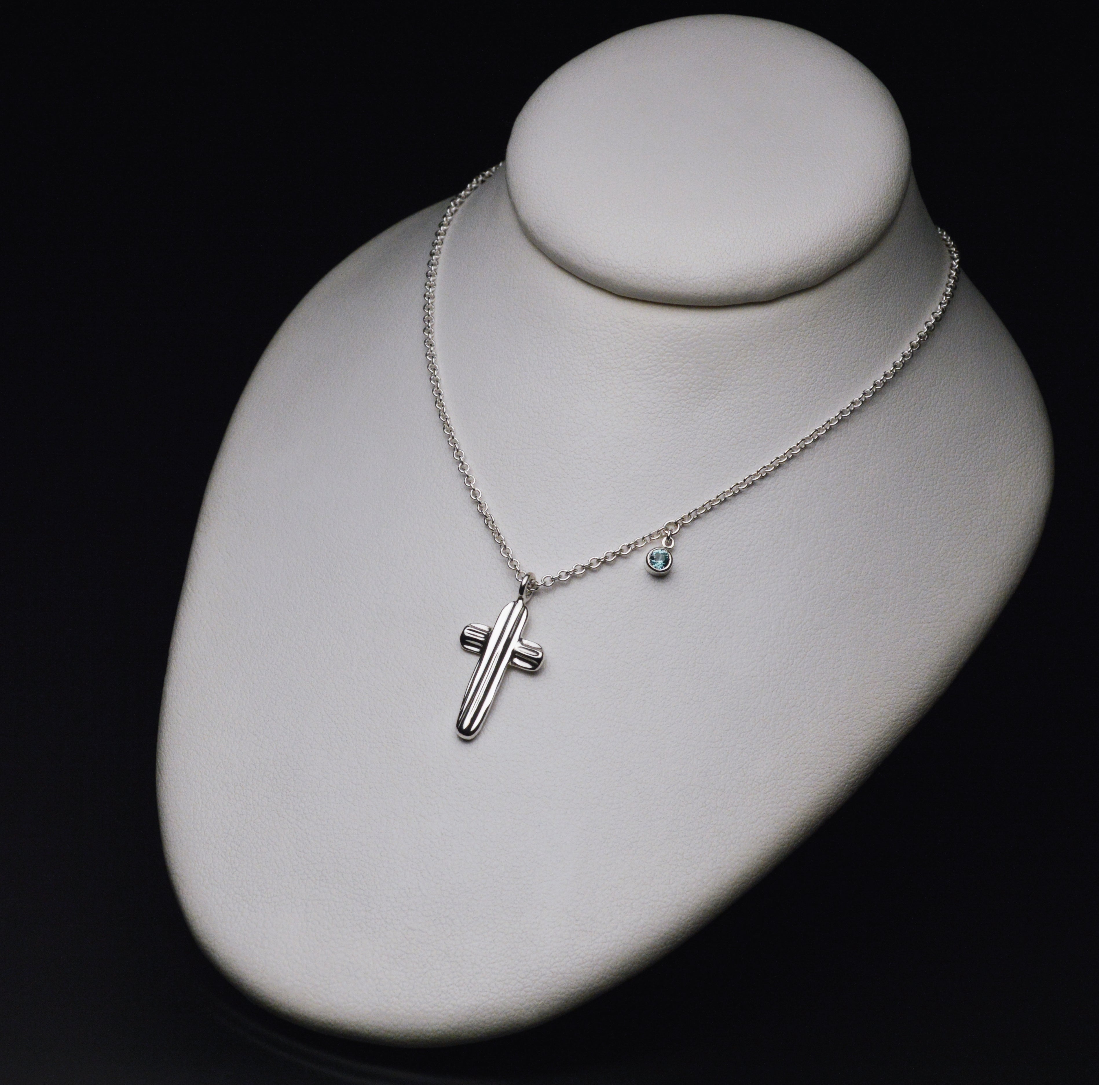 Angel Hair V Strawcast Cross Pendant with Stone Accent