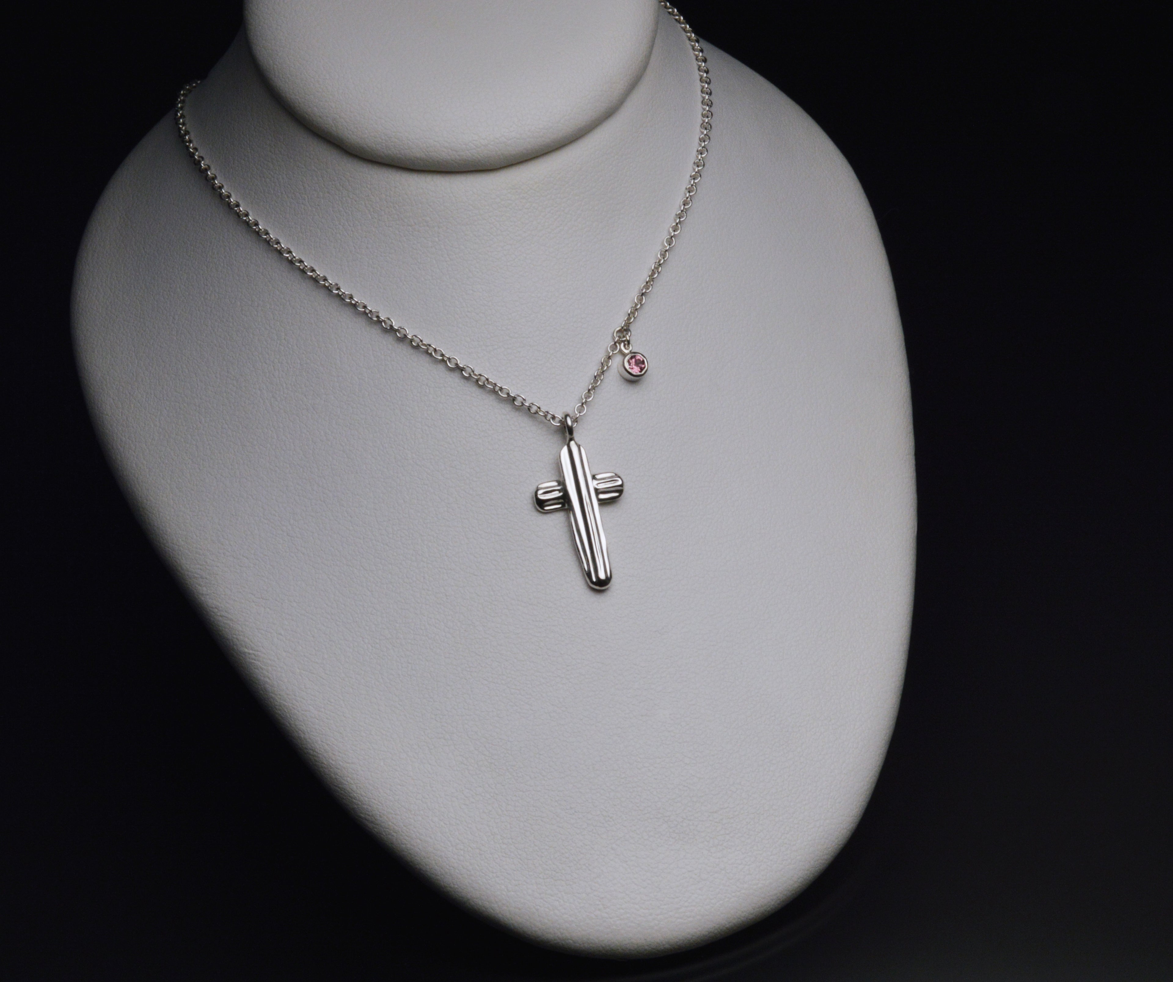 Angel Hair V Strawcast Cross Pendant with Stone Accent