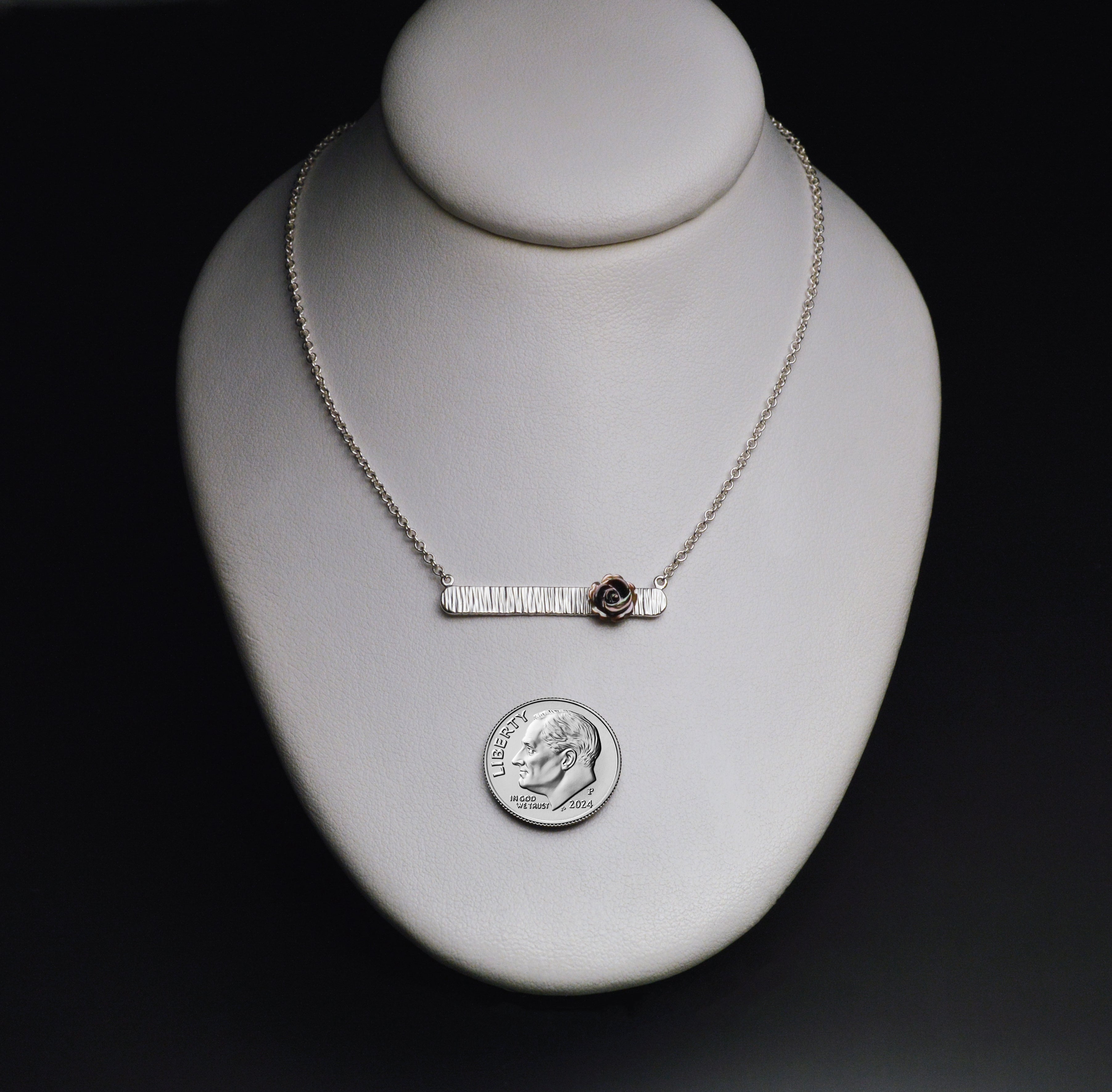 Textured Bar Pendant with Pearl