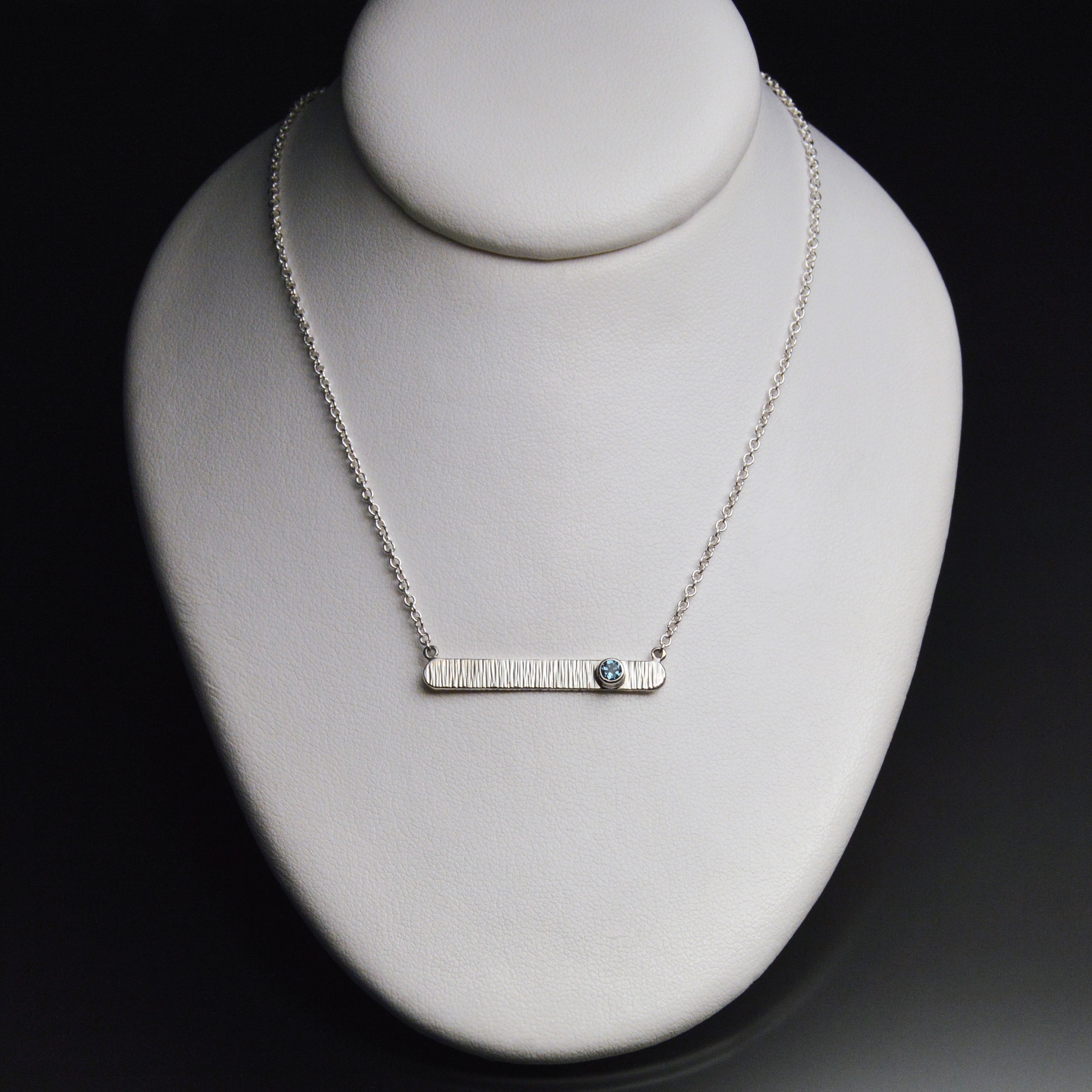 Textured Bar Pendant with Gemstone