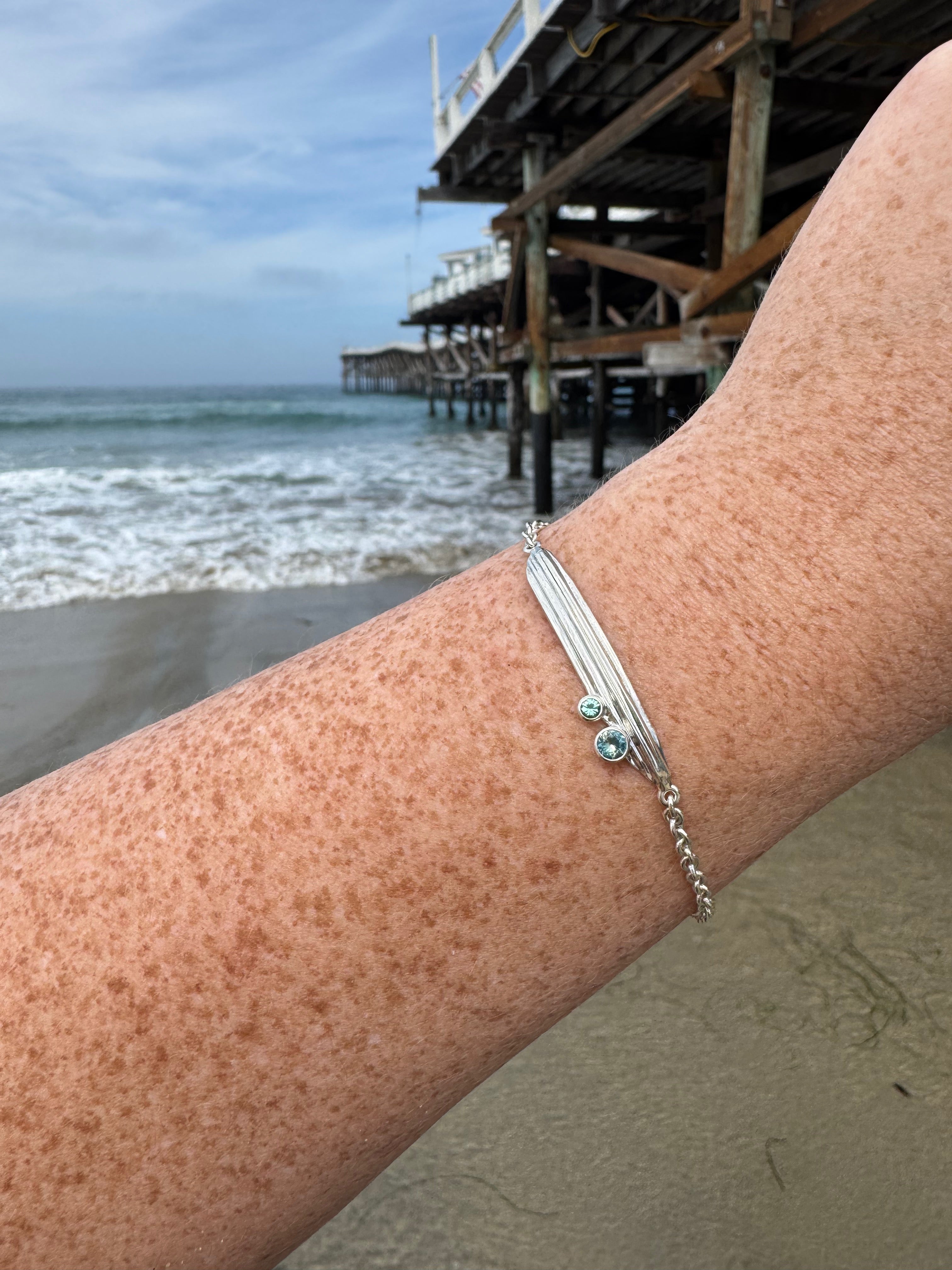 Strawcast Bar Bracelet w/ Montana Sapphire & Afghan Tourmaline