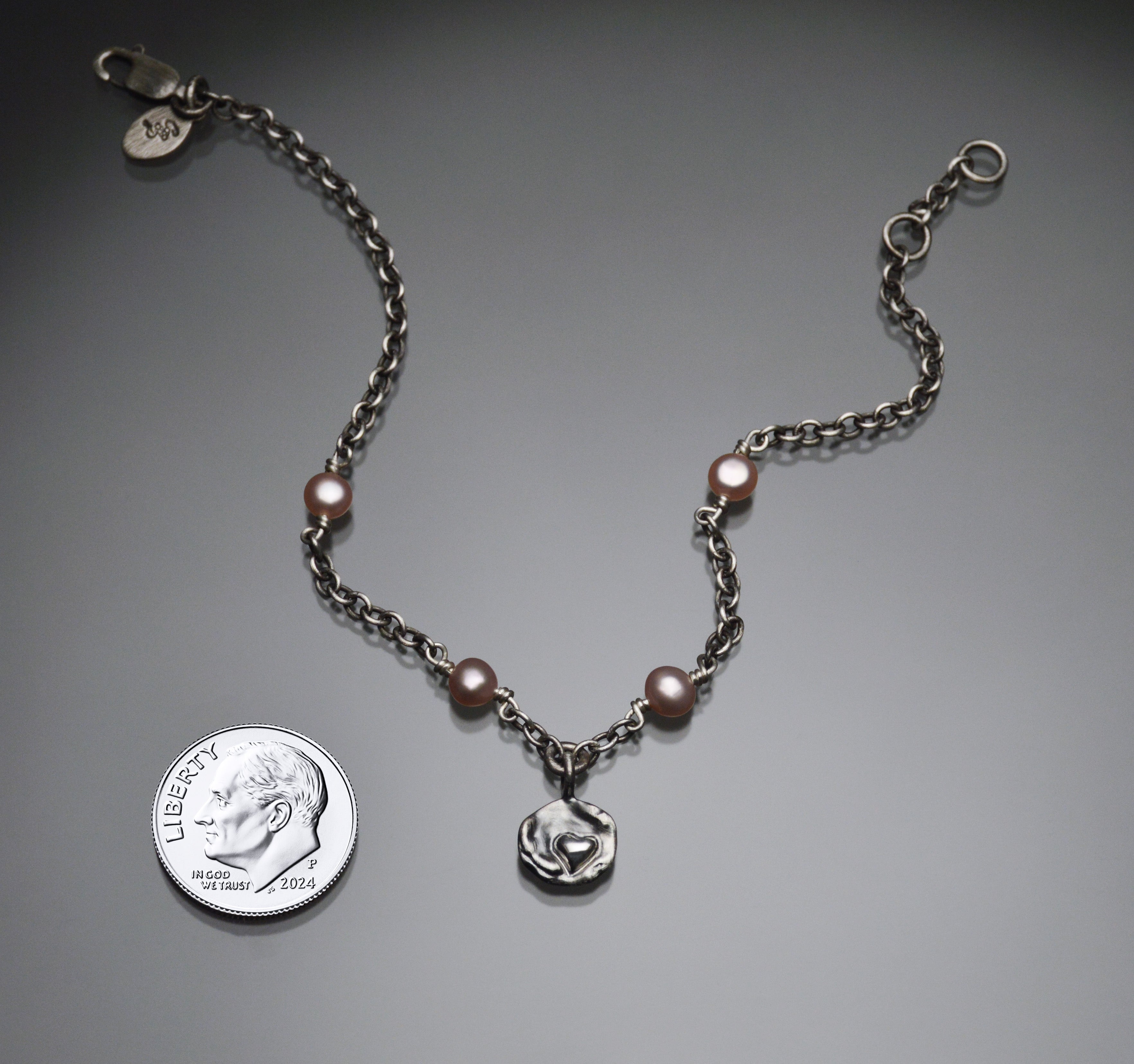 Sardara Watercast Heart Bracelet with Champagne Pearls