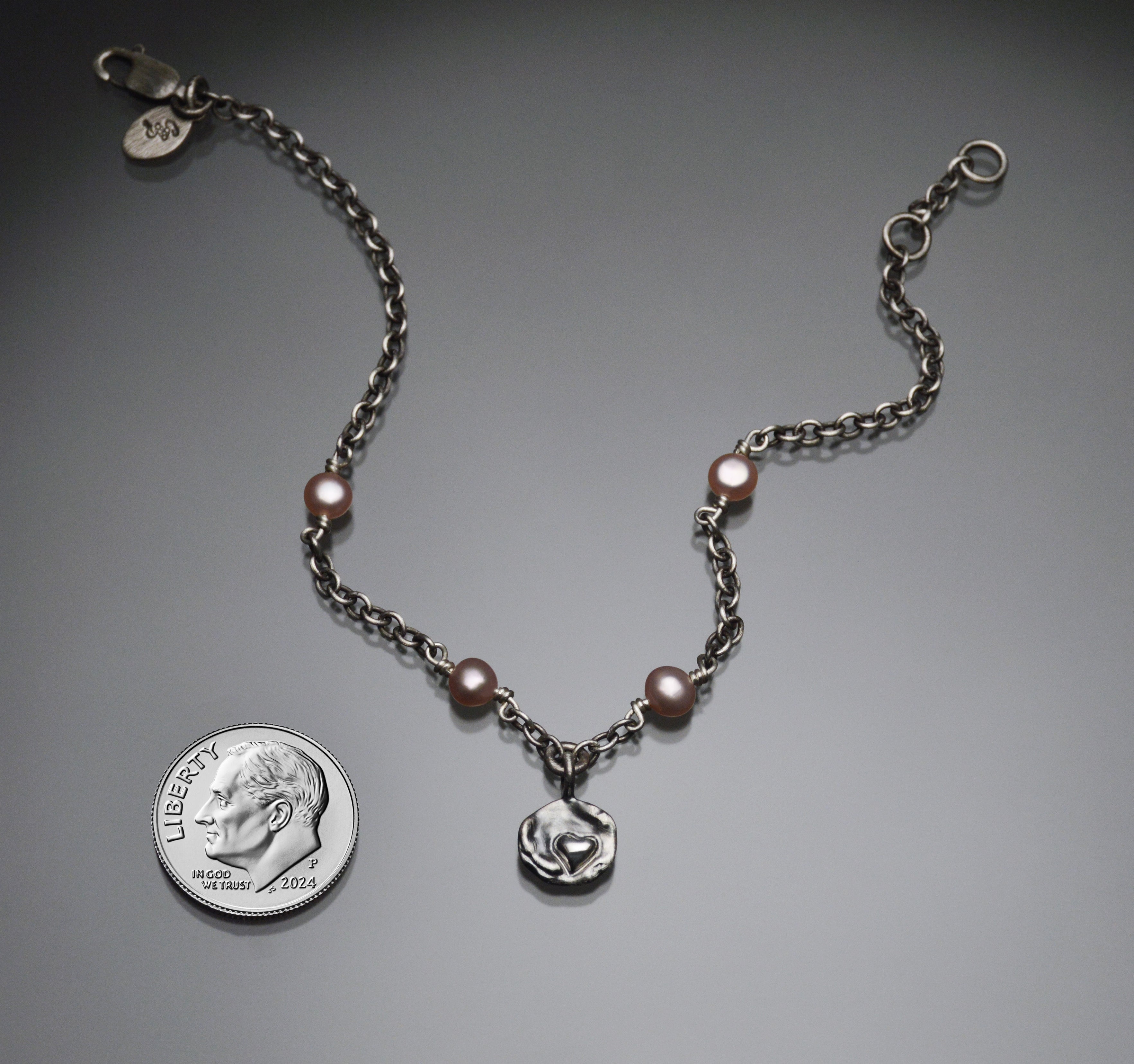 Sardara Watercast Heart Bracelet with Champagne Pearls
