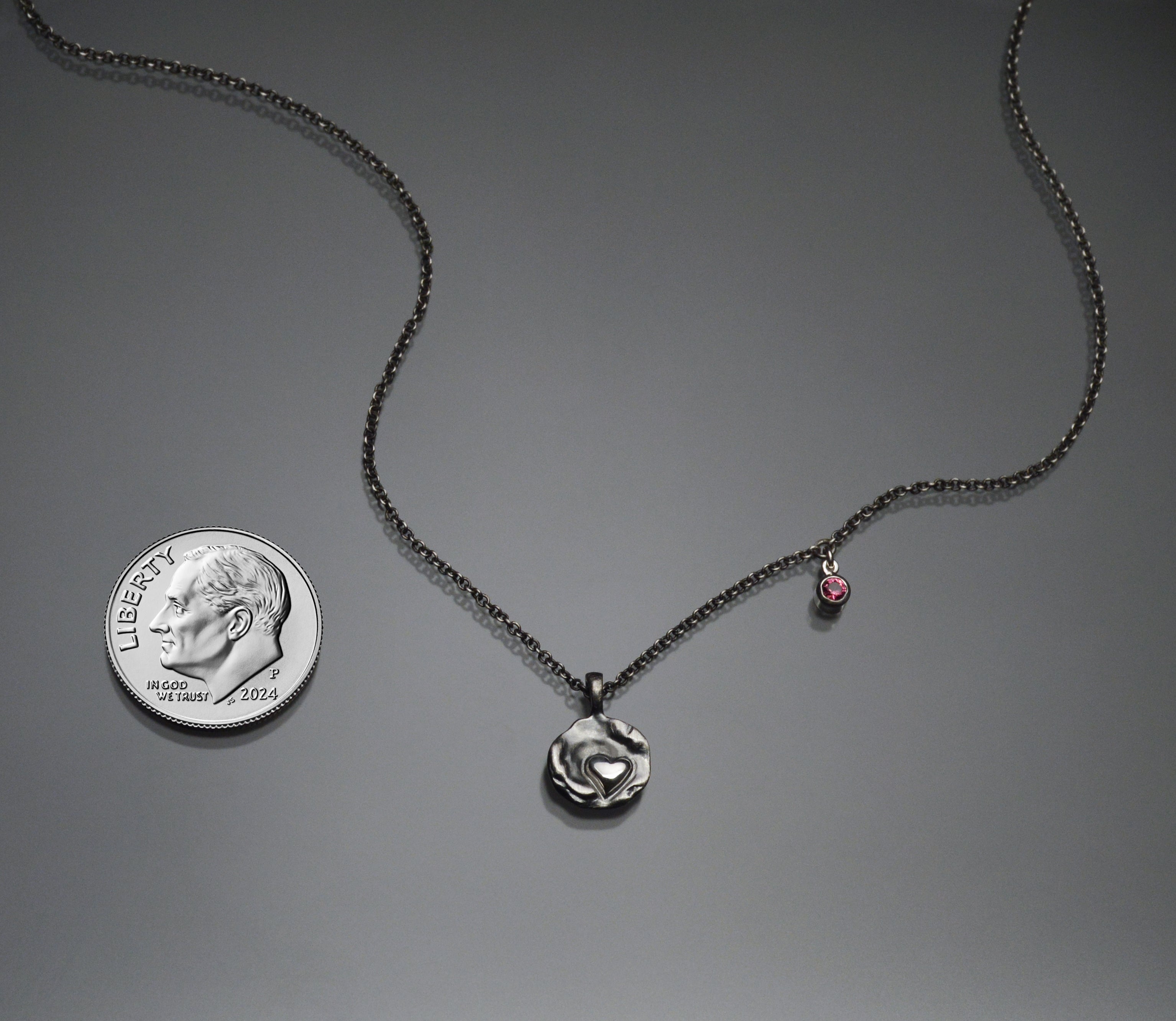 Sardara Watercast Heart Pendant with Grape Garnet Accent