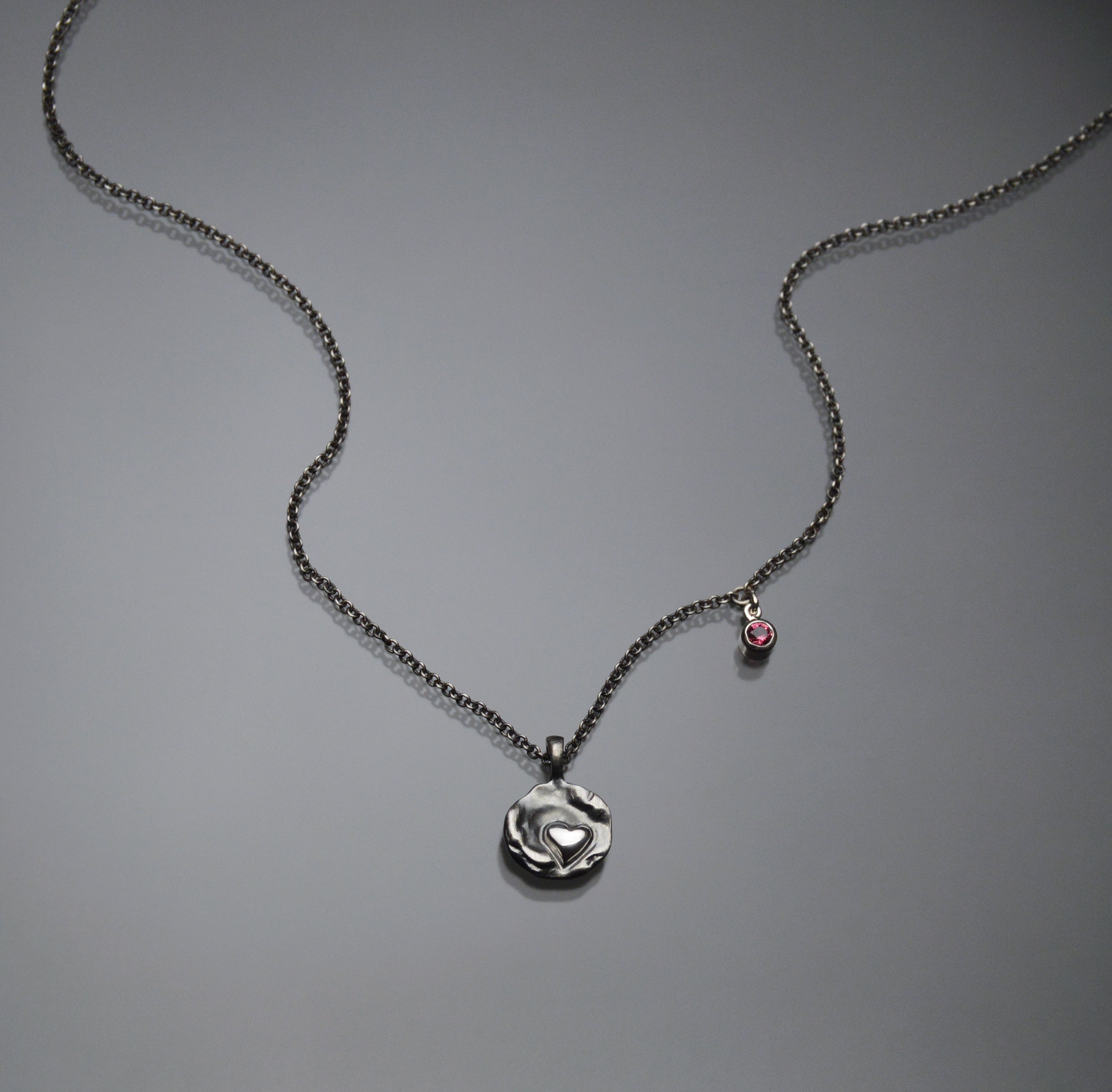 Sardara Watercast Heart Pendant with Grape Garnet Accent
