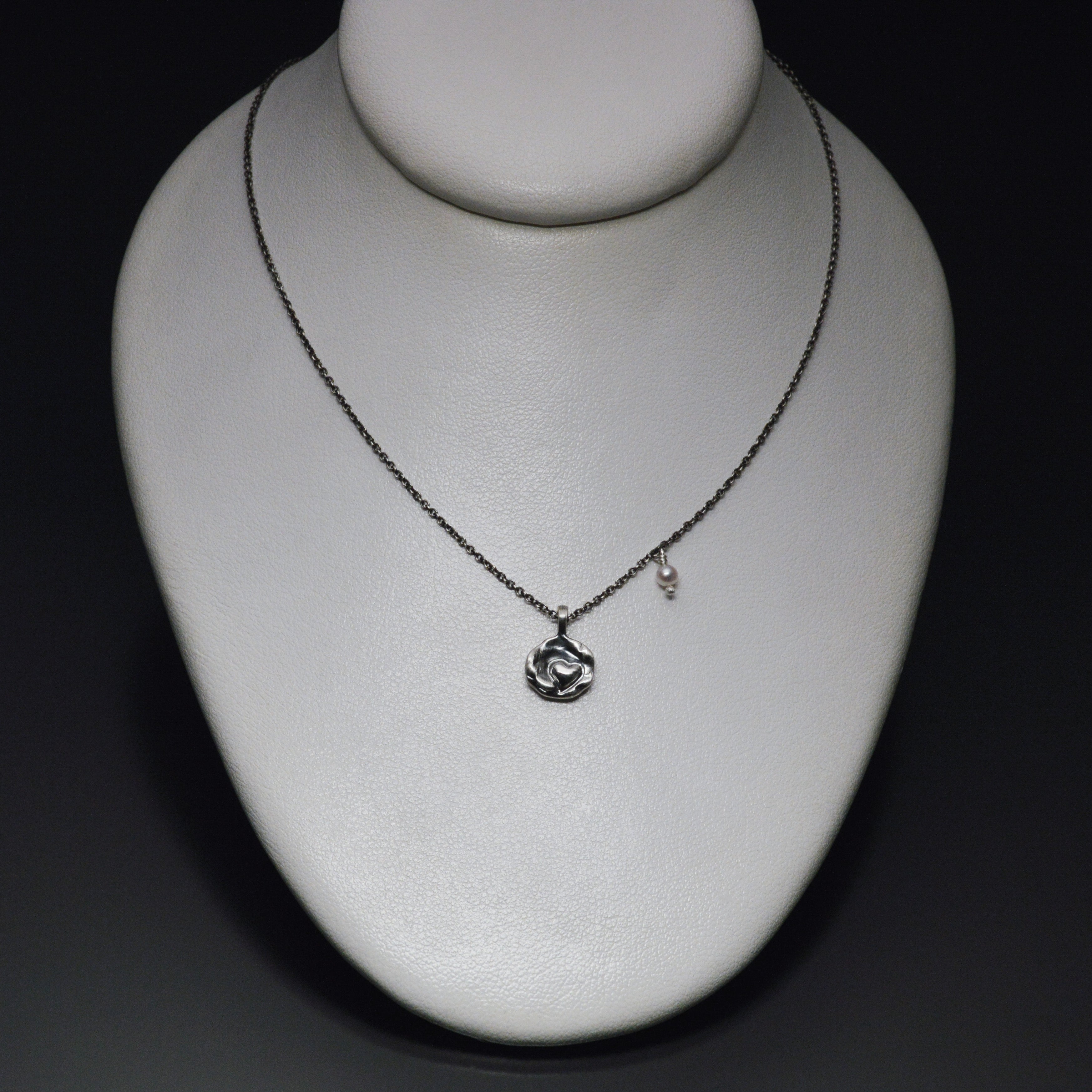 Sardara Watercast Heart Pendant with Stone Accent