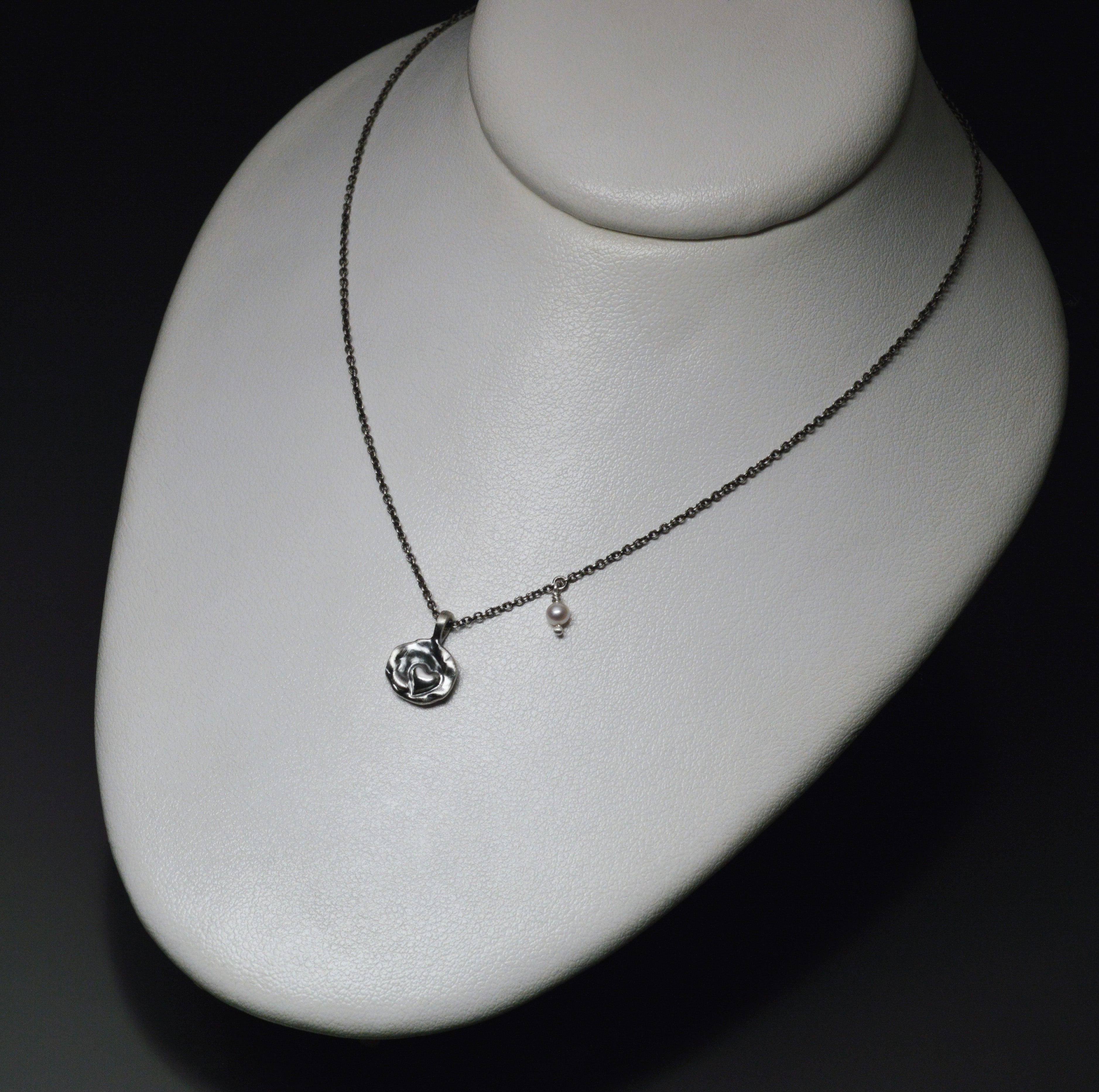 Sardara Watercast Heart Pendant with Stone Accent