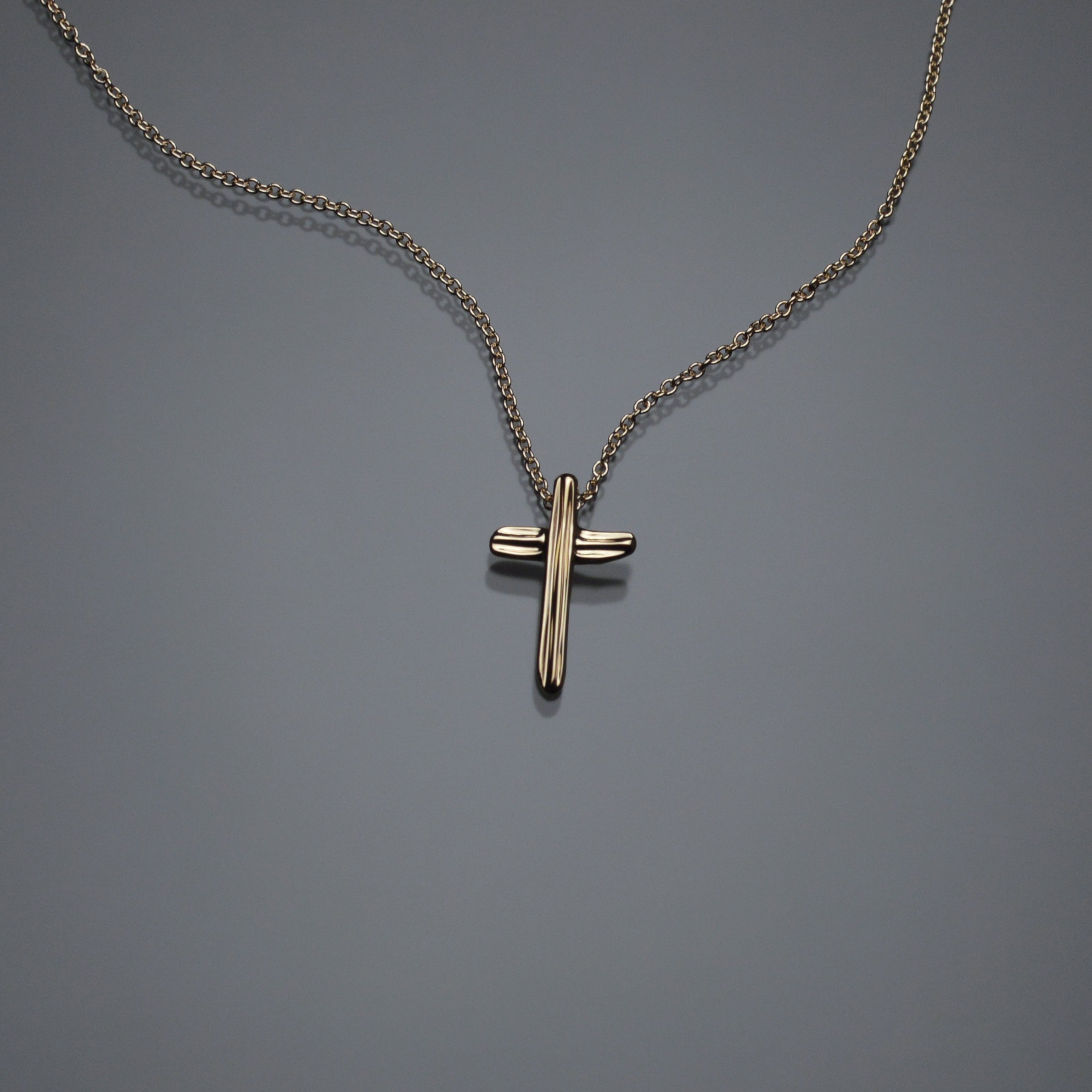 Gold Angel Hair IV Strawcast Cross Pendant
