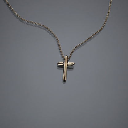 Gold Angel Hair IV Strawcast Cross Pendant