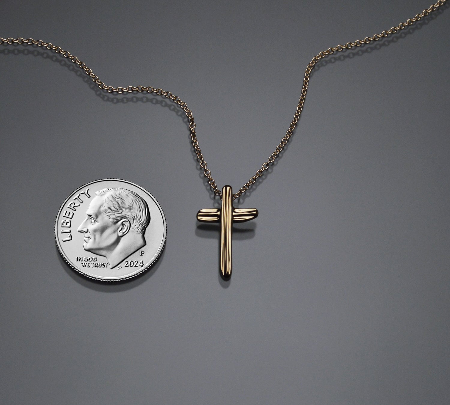 Gold Angel Hair IV Strawcast Cross Pendant