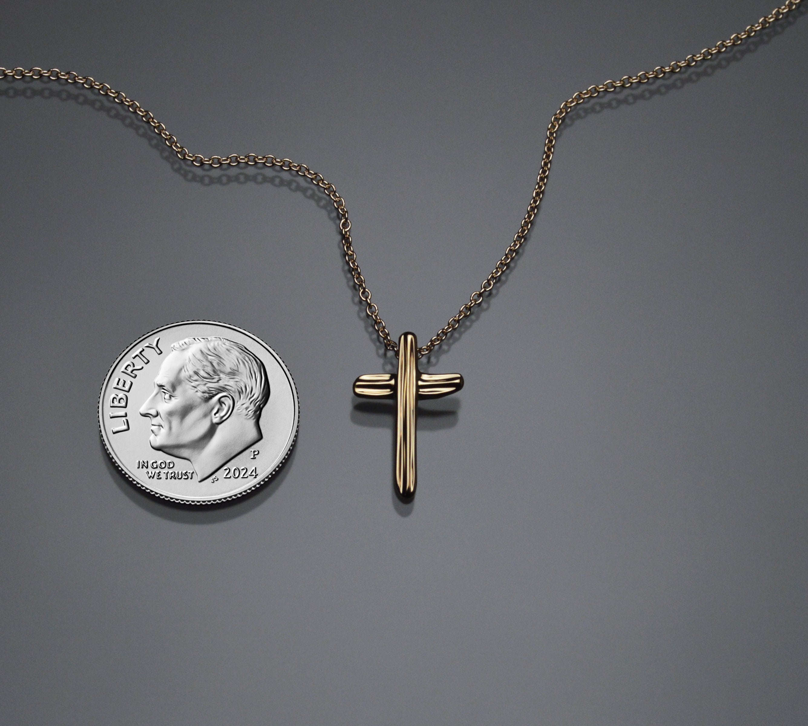 Gold Angel Hair IV Strawcast Cross Pendant