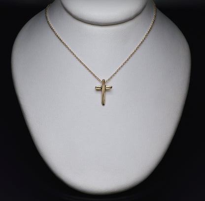 Gold Angel Hair IV Strawcast Cross Pendant