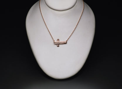 Gold Angel Hair V Strawcast Sideways Cross Pendant