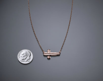 Gold Angel Hair V Strawcast Sideways Cross Pendant