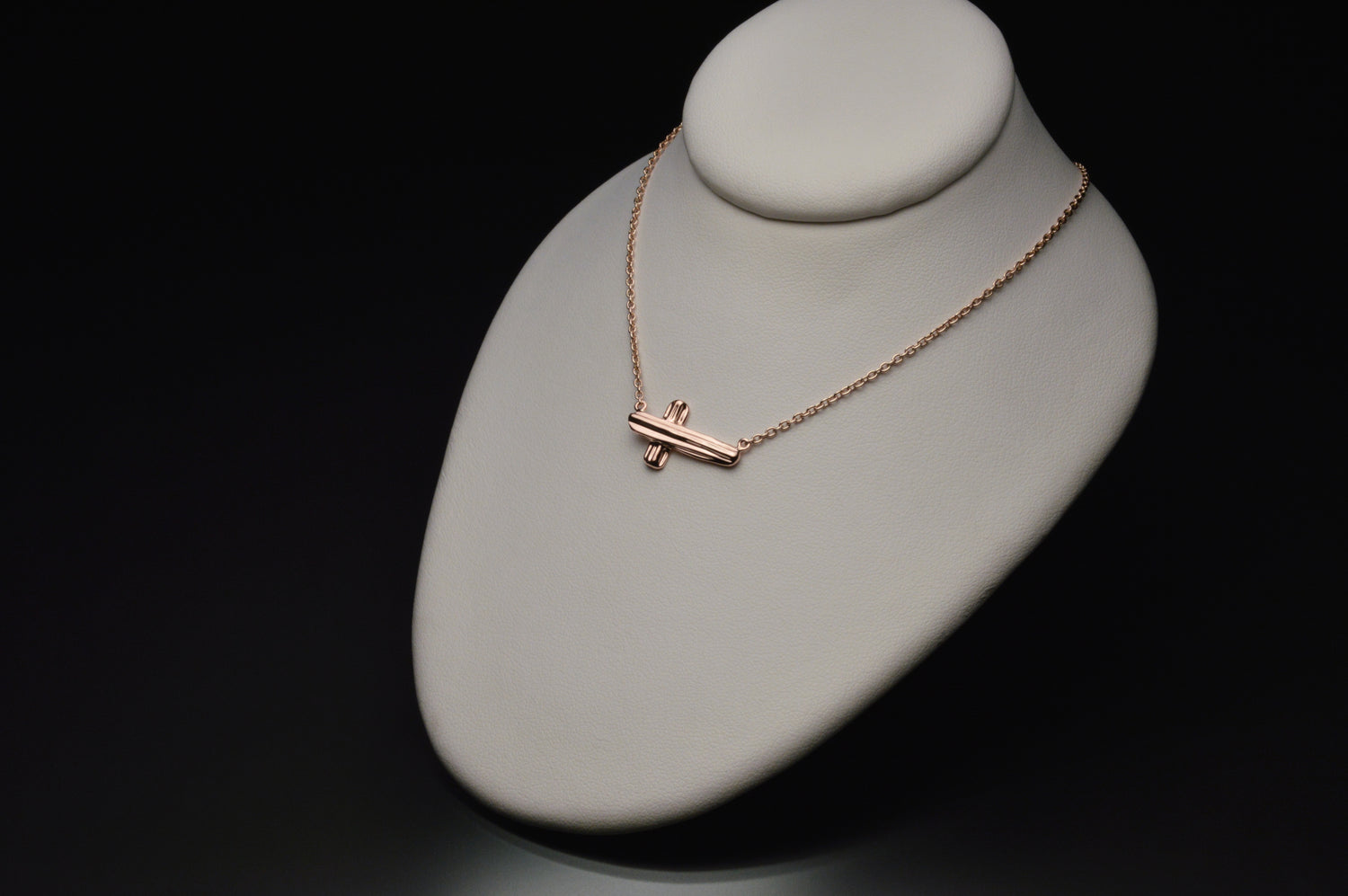 Gold Angel Hair V Strawcast Sideways Cross Pendant