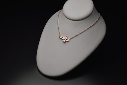 Gold Angel Hair V Strawcast Sideways Cross Pendant