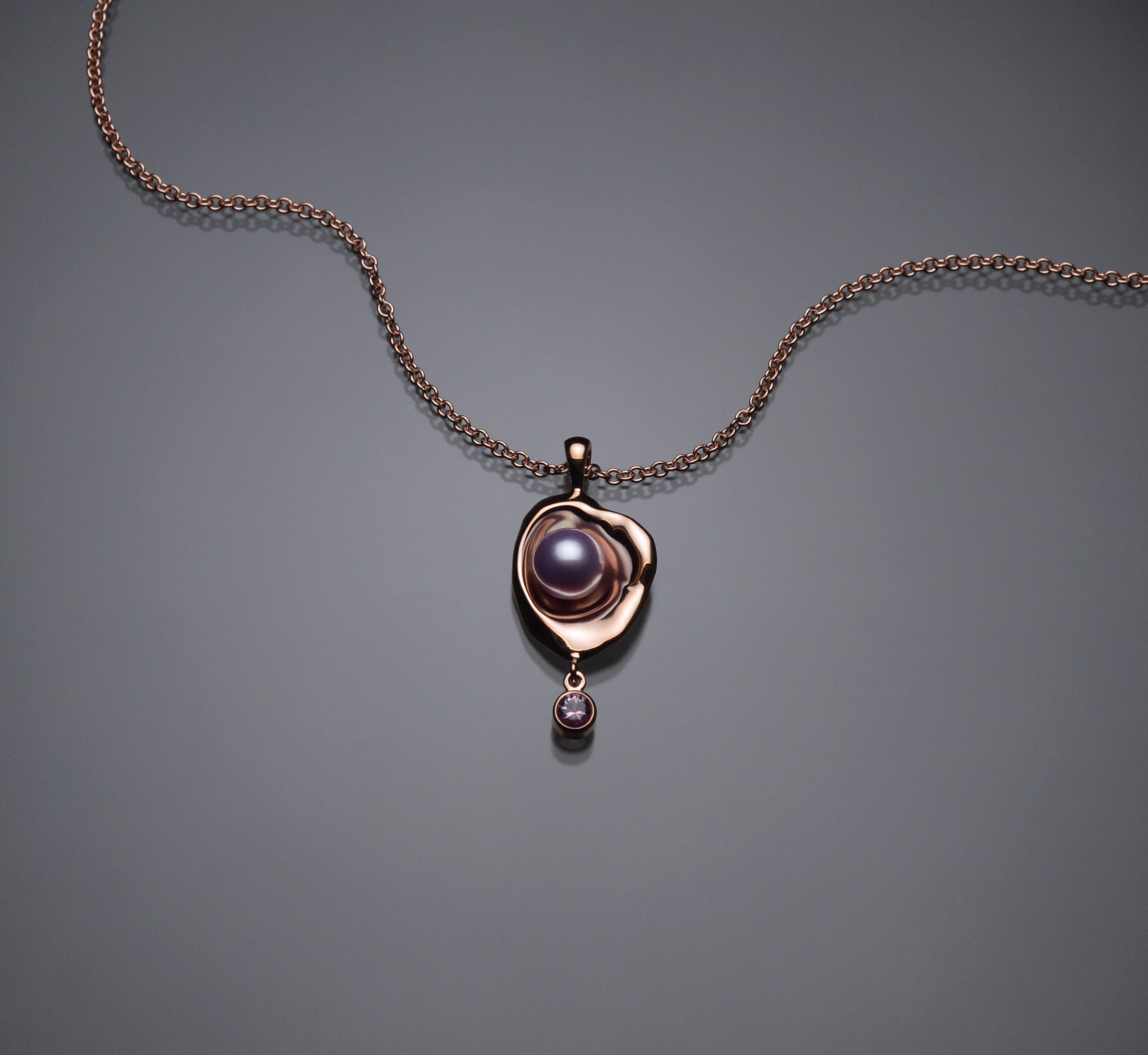 Gold Railay Watercast Pendant with Stone Accent