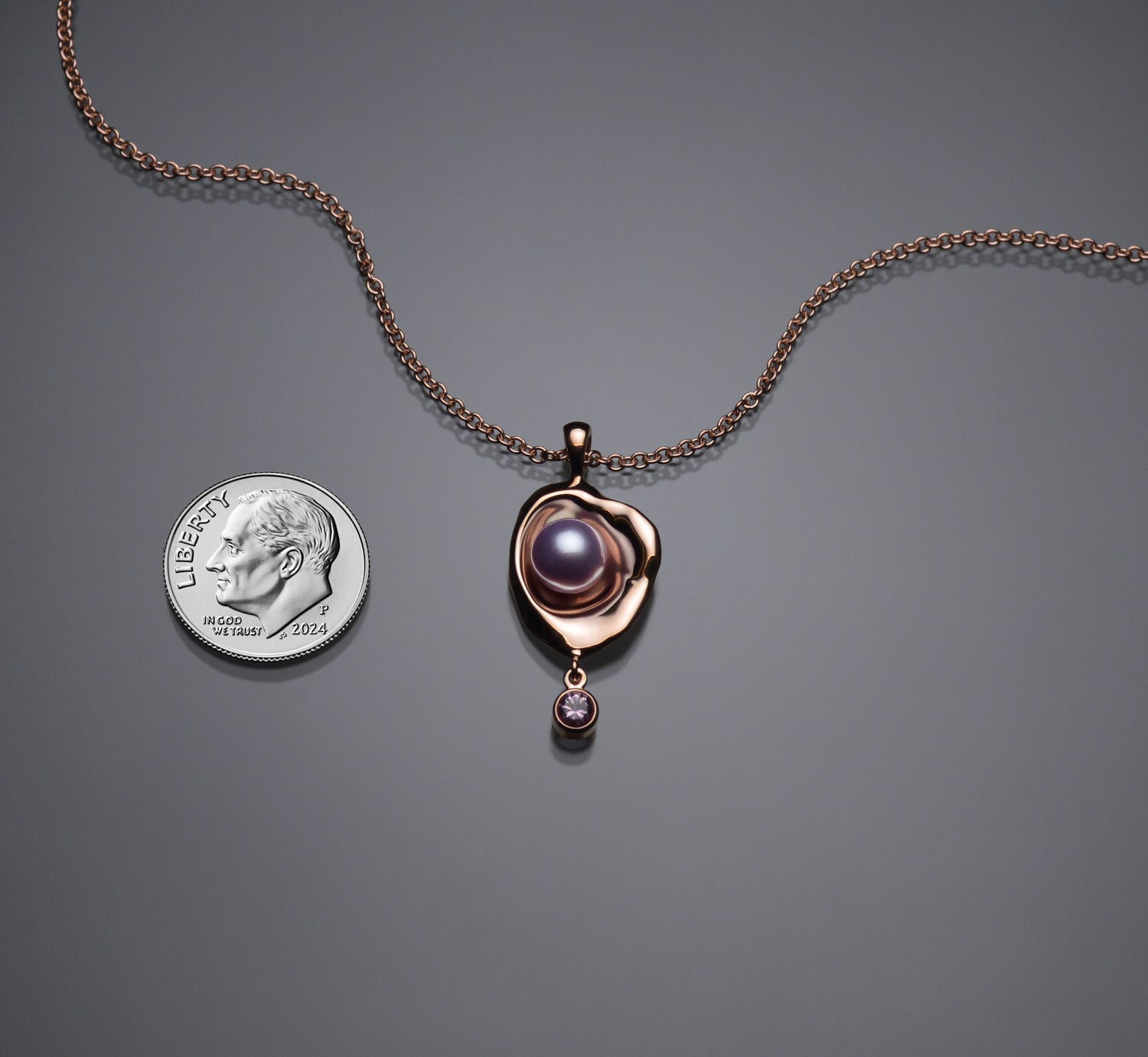 Gold Railay Watercast Pendant with Stone Accent