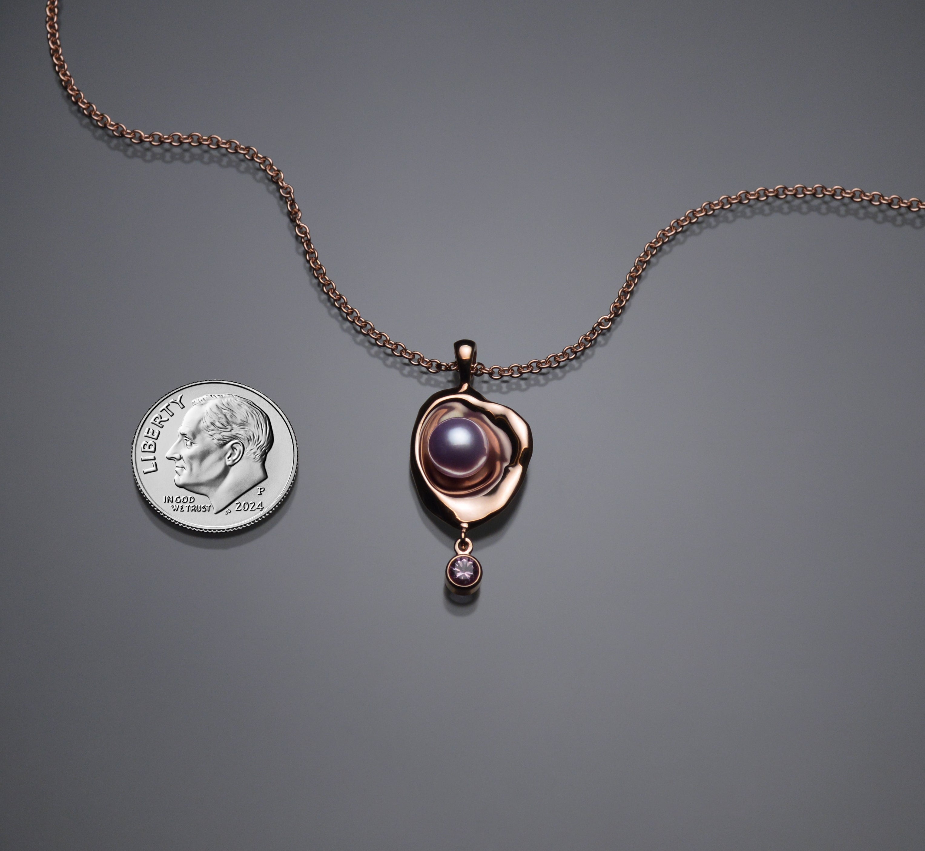 Gold Railay Watercast Pendant with Stone Accent