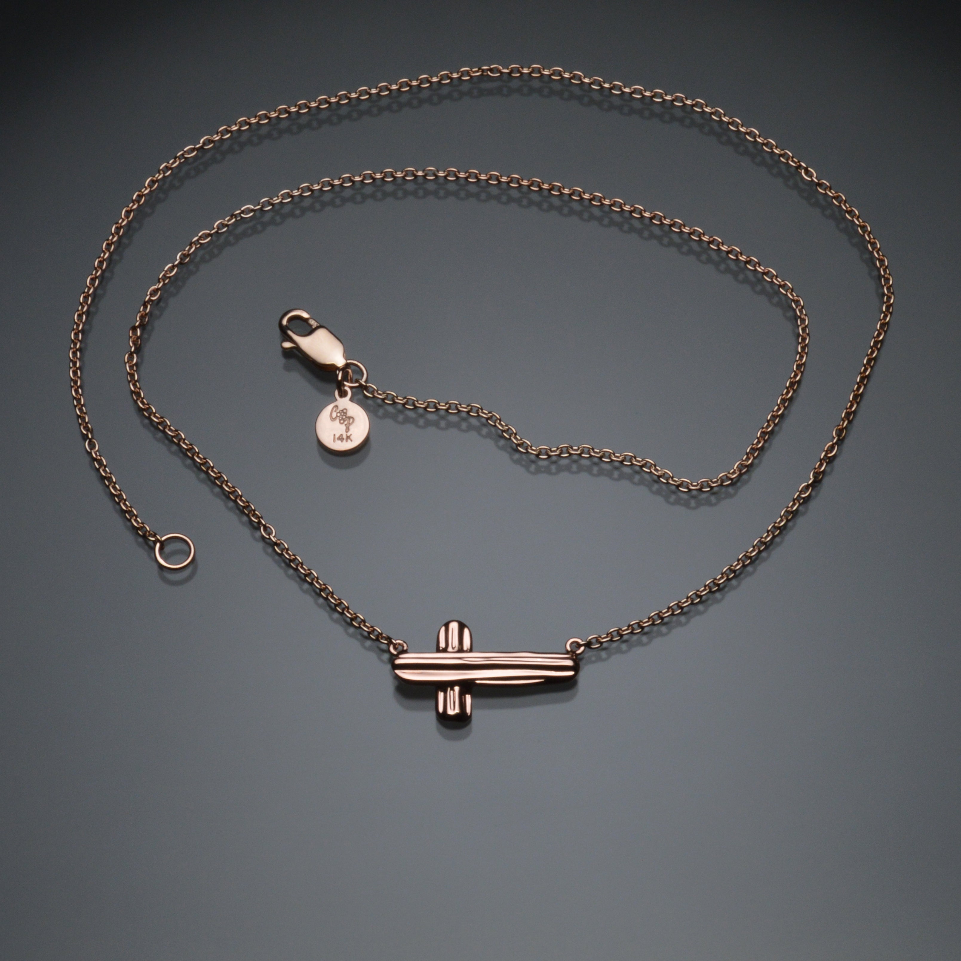 Gold Angel Hair V Strawcast Sideways Cross Pendant