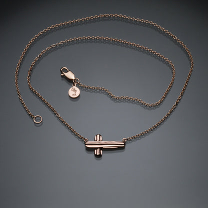 Gold Angel Hair V Strawcast Sideways Cross Pendant