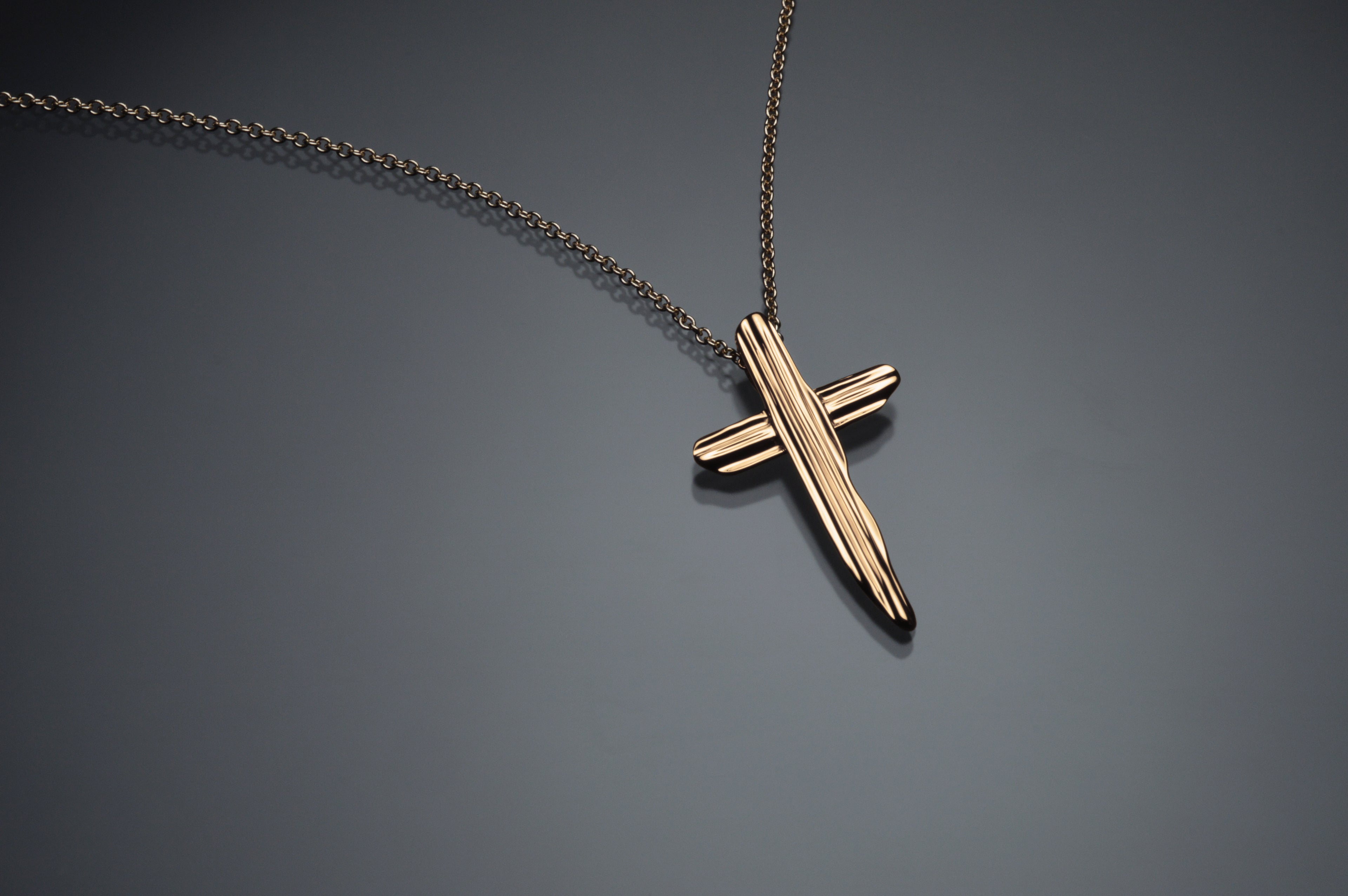 Gold Angel Hair II Strawcast Cross Pendant