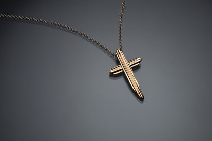 Gold Angel Hair II Strawcast Cross Pendant