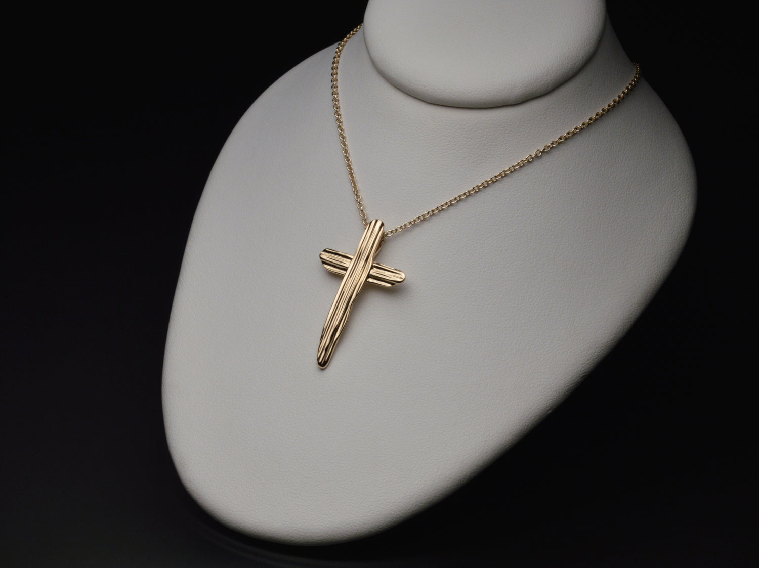 Gold Angel Hair II Strawcast Cross Pendant