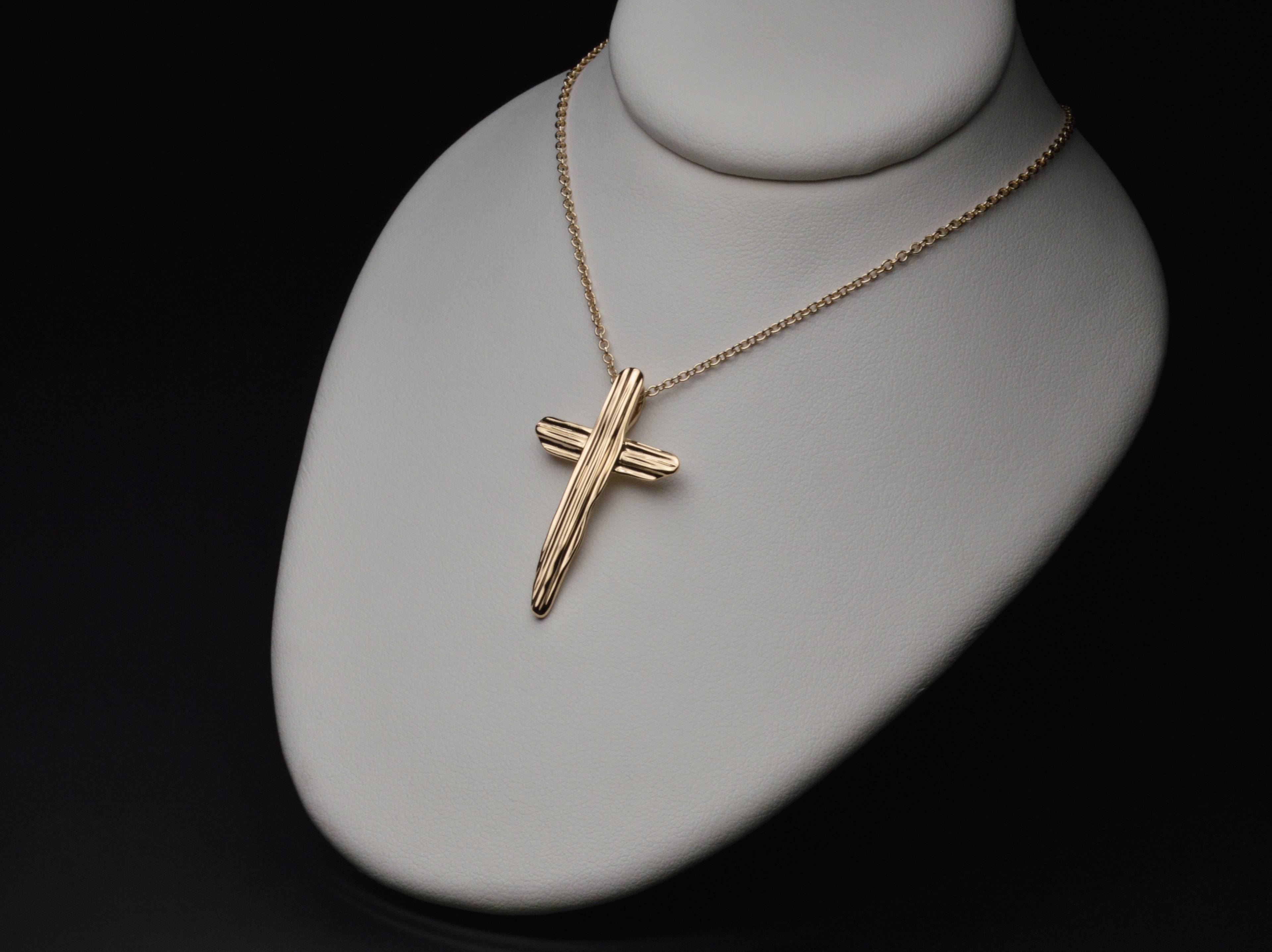 Gold Angel Hair II Strawcast Cross Pendant