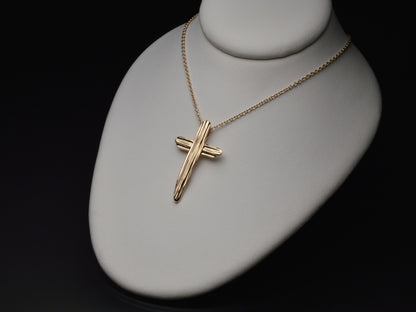 Gold Angel Hair II Strawcast Cross Pendant