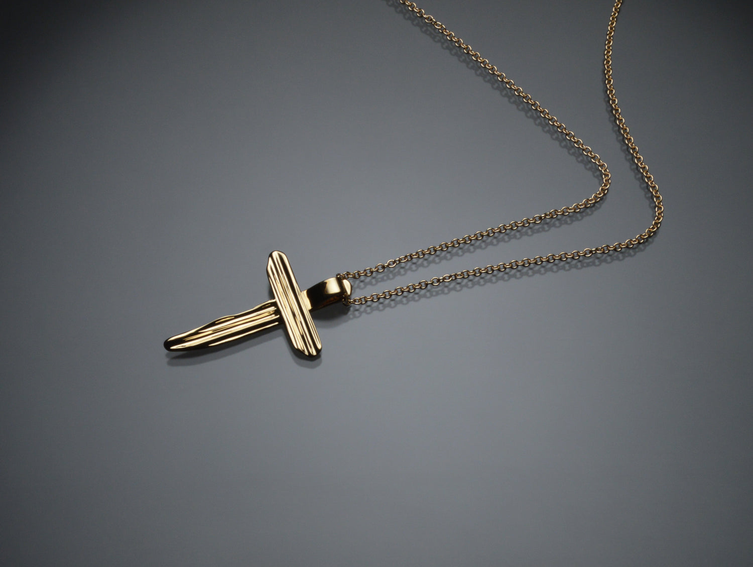 Gold Angel Hair II Strawcast Cross Pendant