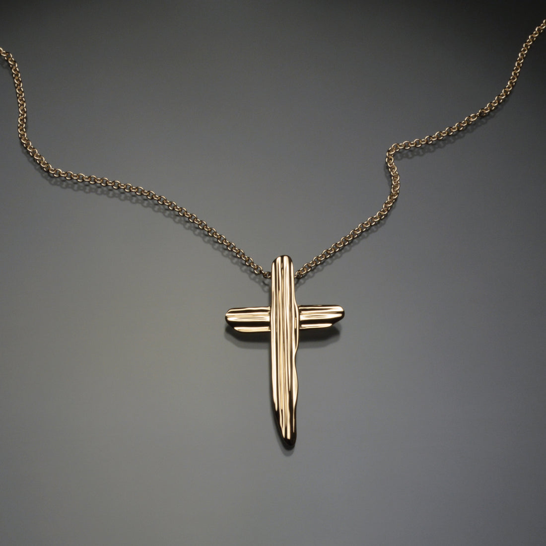 Gold Angel Hair II Strawcast Cross Pendant