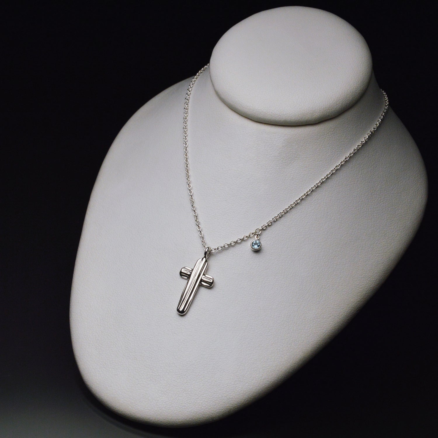 Angel Hair V Strawcast Cross Pendant with Stone Accent