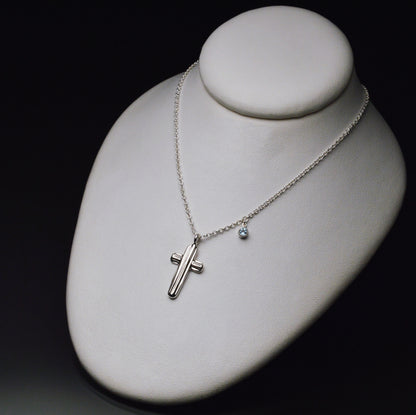Angel Hair V Strawcast Cross Pendant with Stone Accent