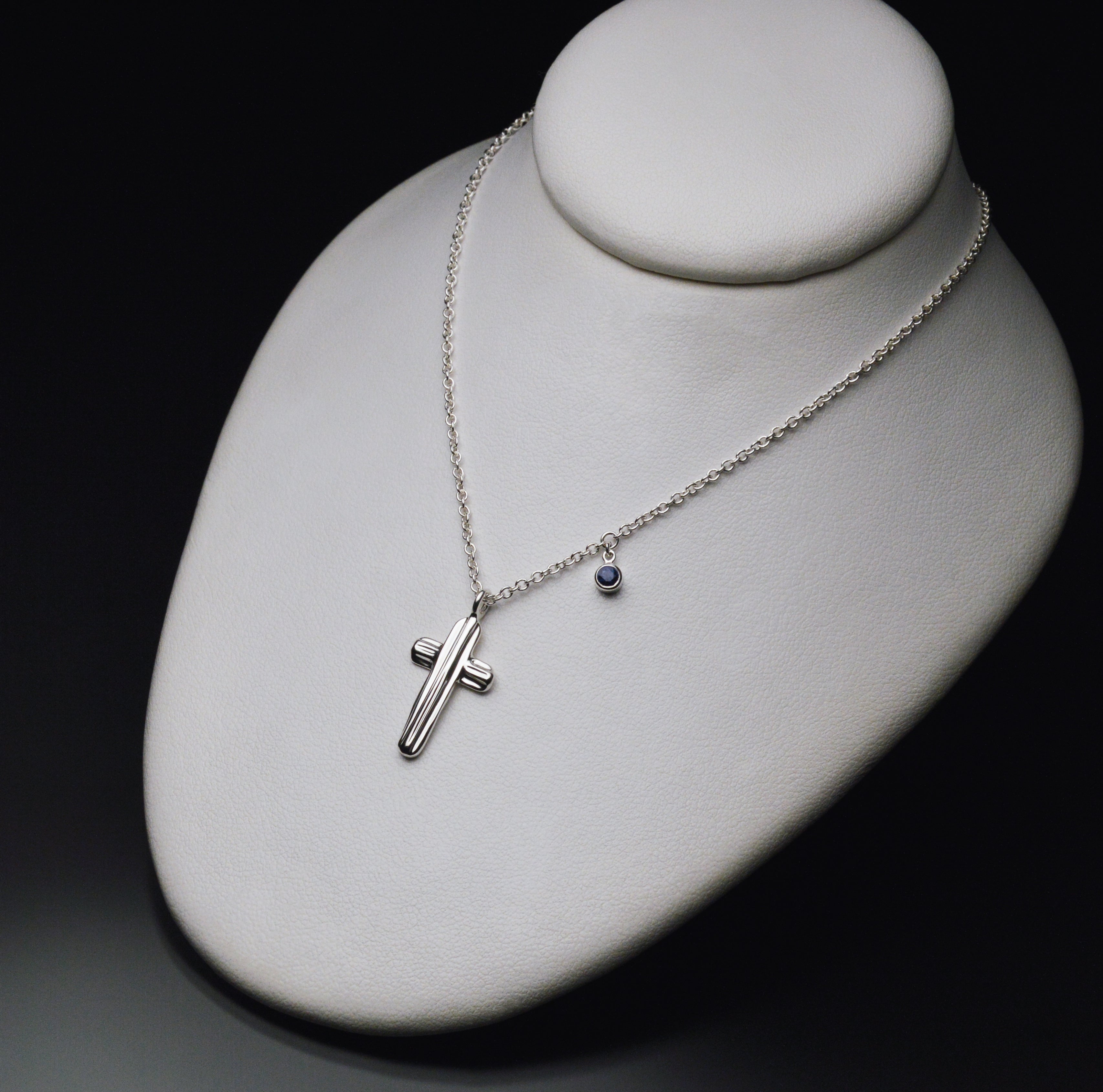 Angel Hair V Strawcast Cross Pendant with Stone Accent