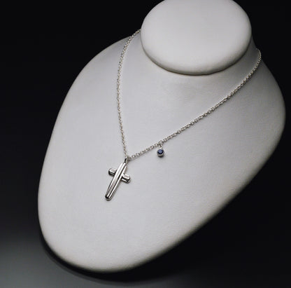 Angel Hair V Strawcast Cross Pendant with Stone Accent