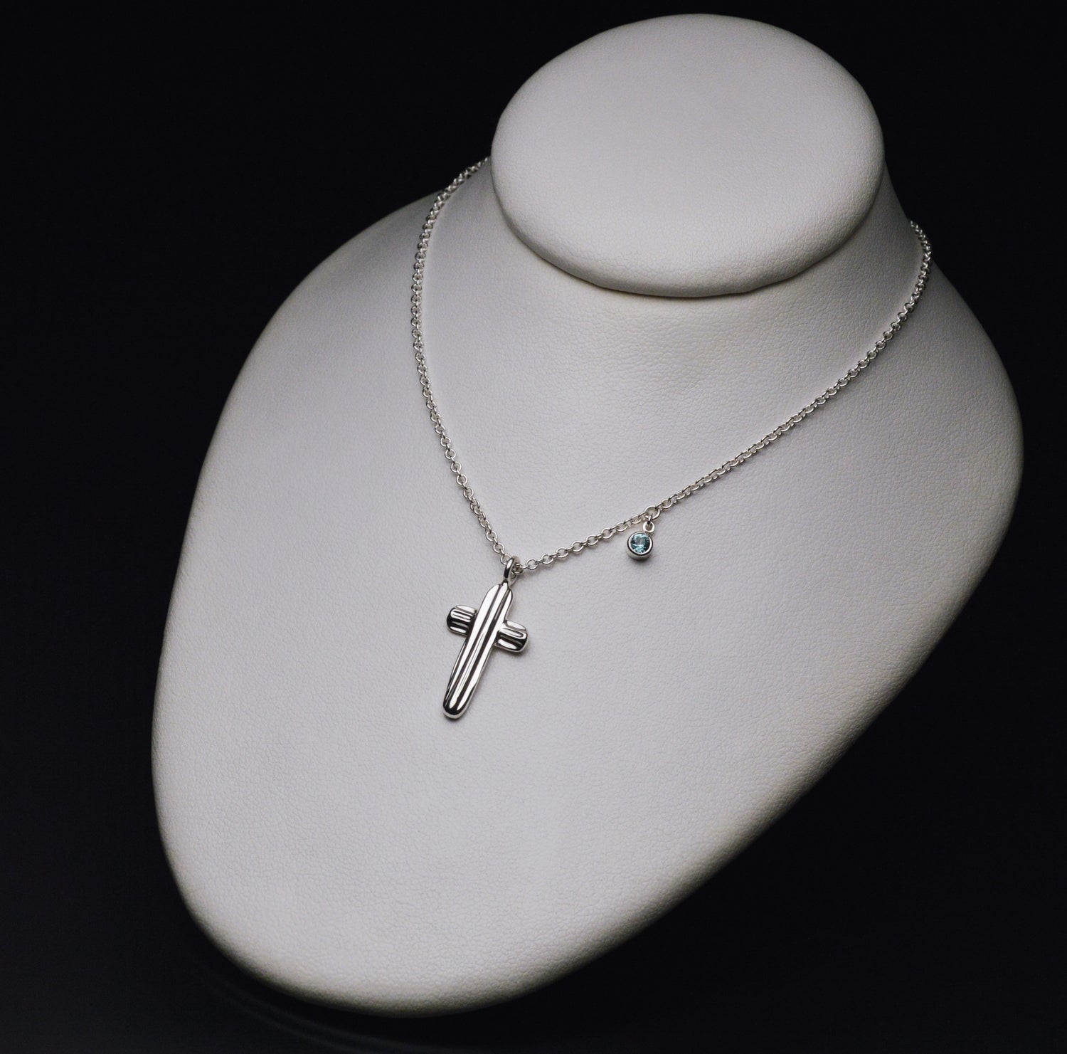 Angel Hair V Strawcast Cross Pendant with Stone Accent
