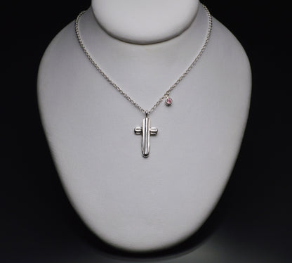 Angel Hair V Strawcast Cross Pendant with Stone Accent