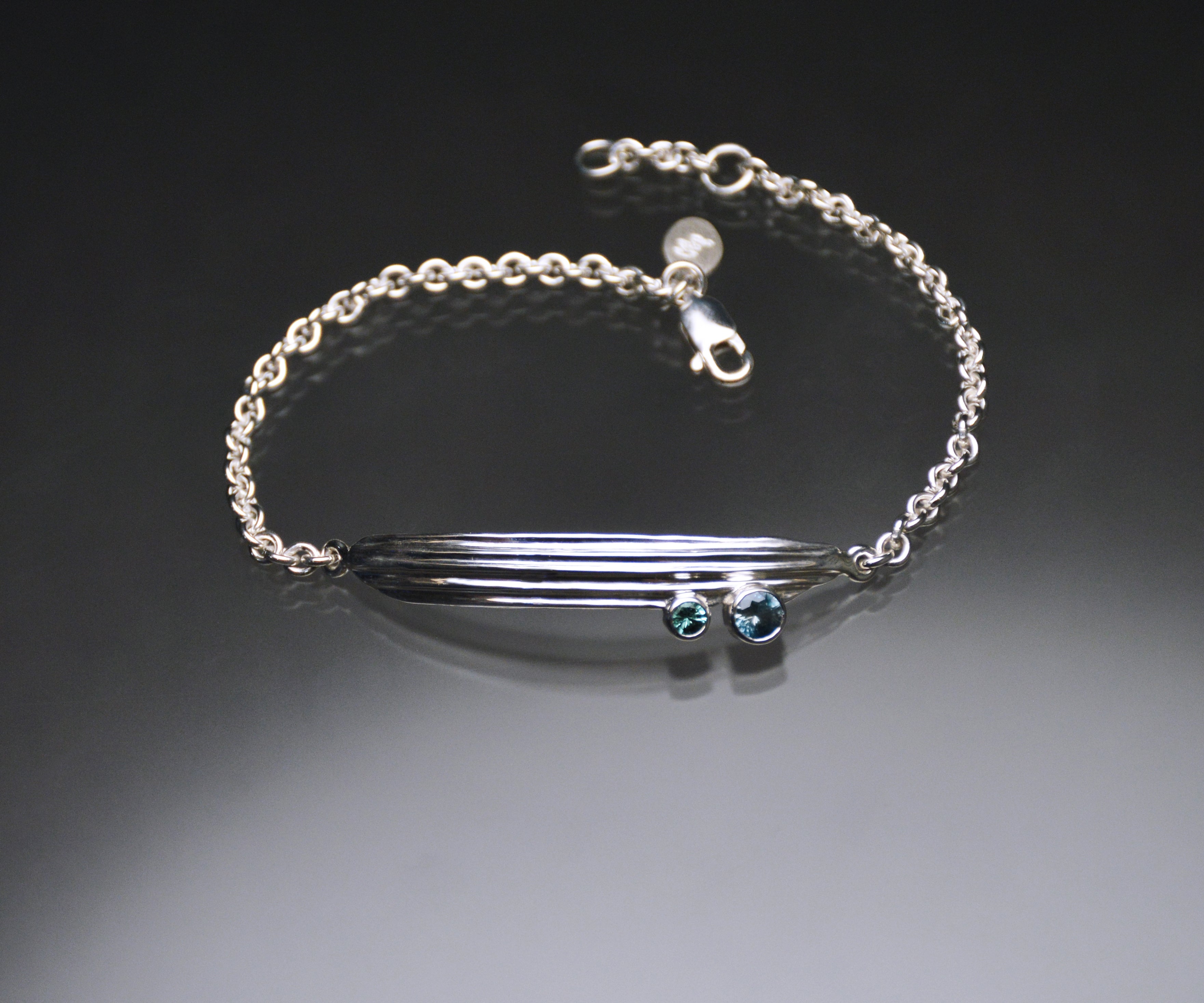 Strawcast Bar Bracelet w/ Montana Sapphire &amp; Afghan Tourmaline