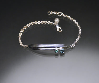 Strawcast Bar Bracelet w/ Montana Sapphire &amp; Afghan Tourmaline