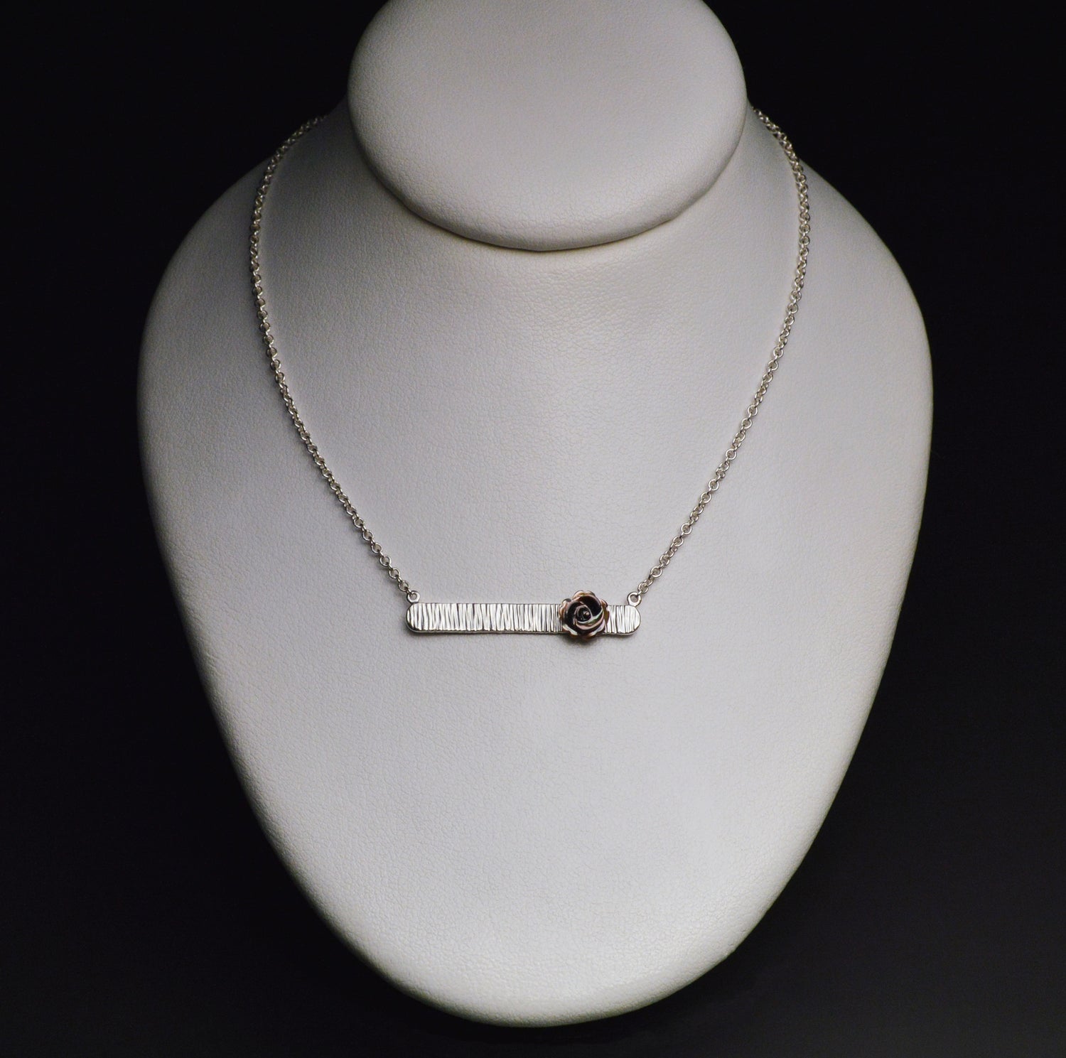 Textured Bar Pendant with Pearl