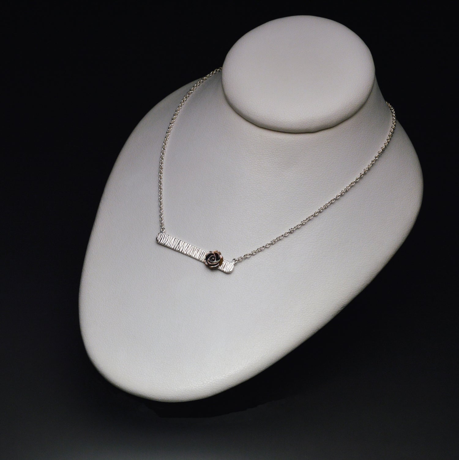 Textured Bar Pendant with Pearl