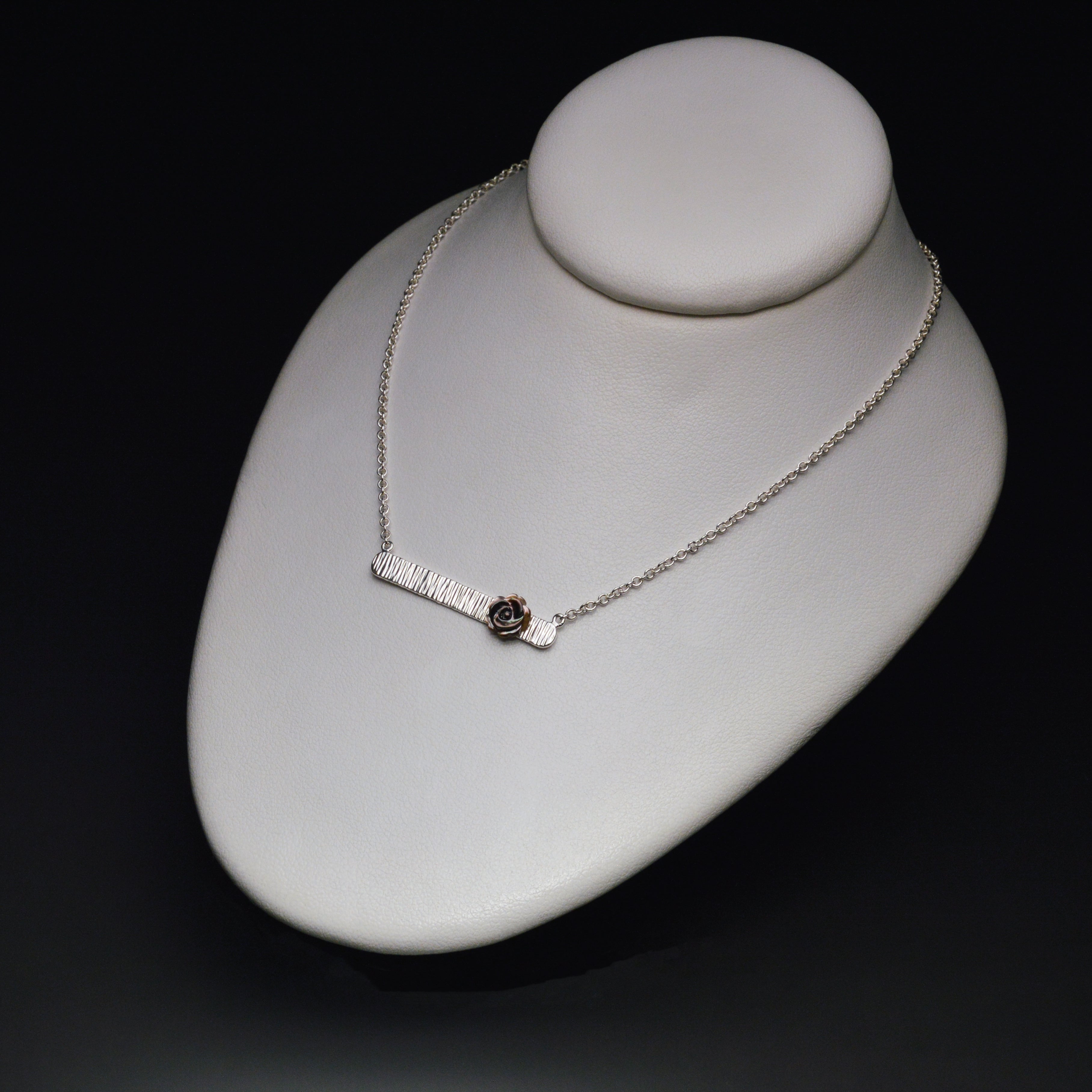 Textured Bar Pendant with Pearl
