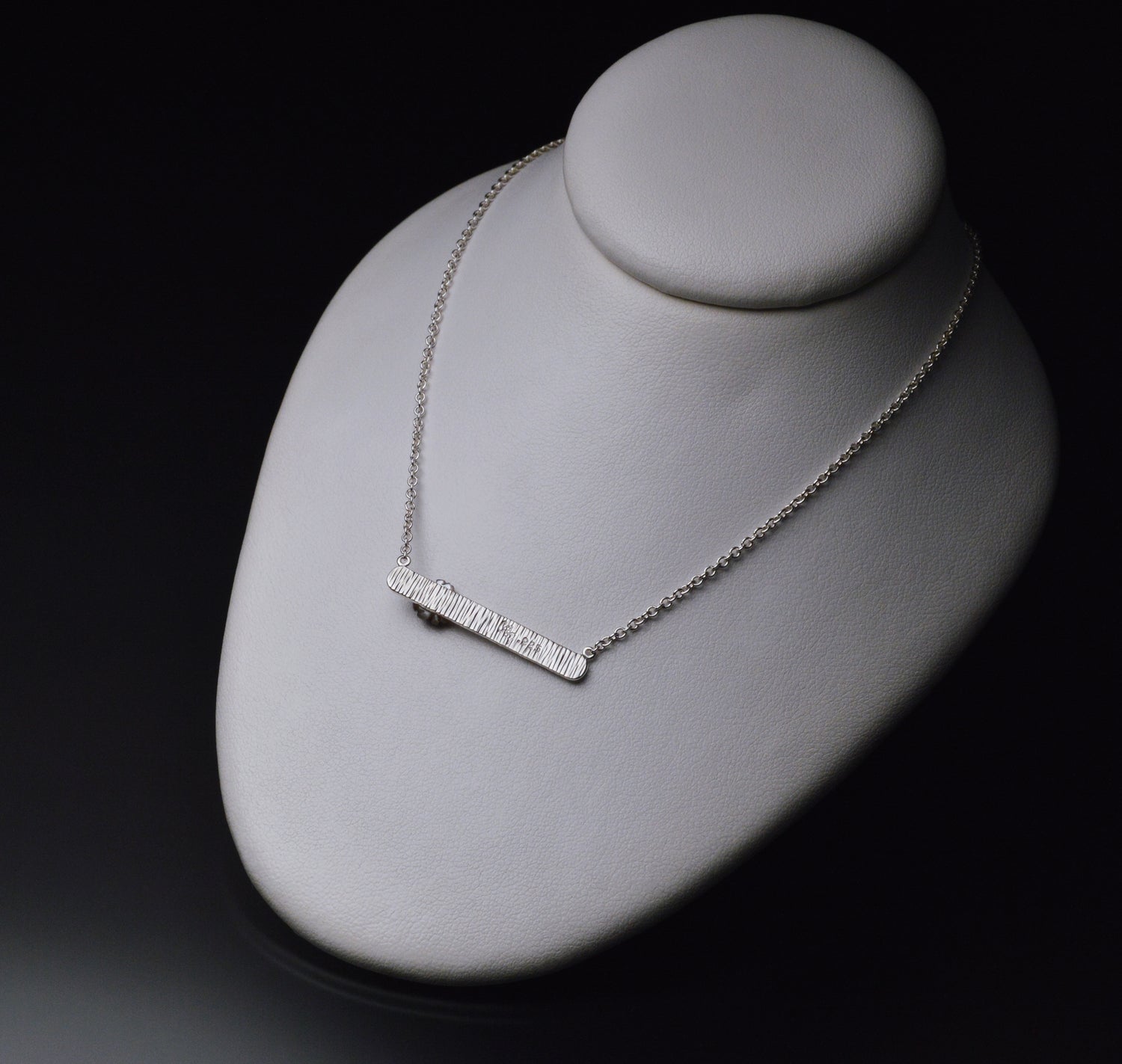 Textured Bar Pendant with Pearl