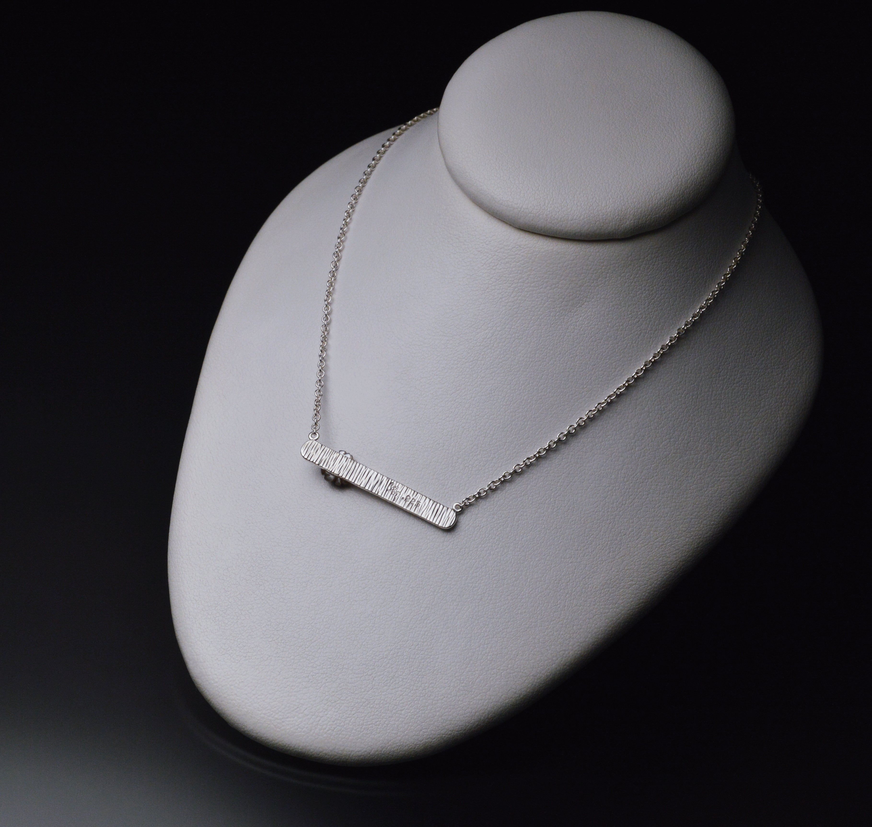 Textured Bar Pendant with Pearl